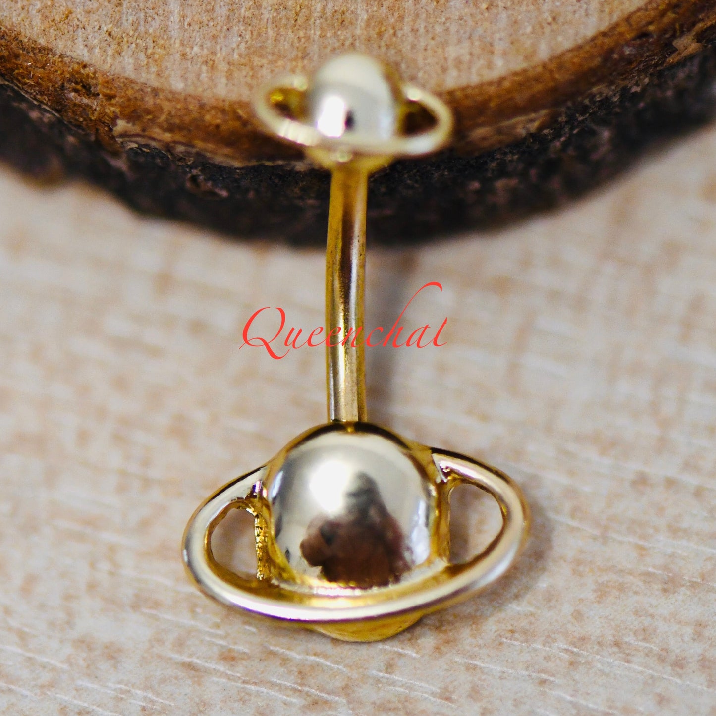 316L Surgical Steel 14G Golden Galaxy Belly Bar, Navel Ring Belly Piercing Jewellery Gold Navel Ring