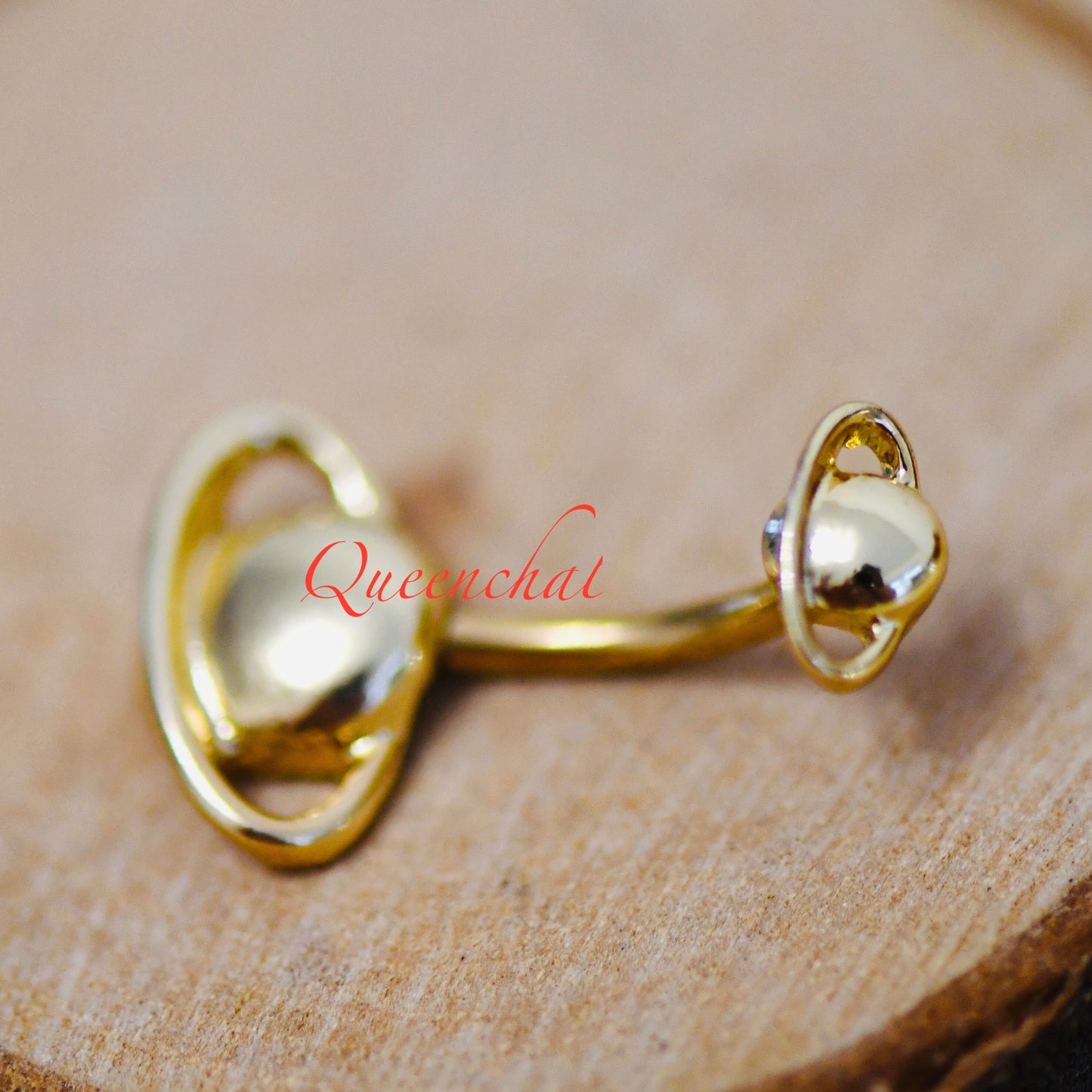 316L Surgical Steel 14G Golden Galaxy Belly Bar, Navel Ring Belly Piercing Jewellery Gold Navel Ring