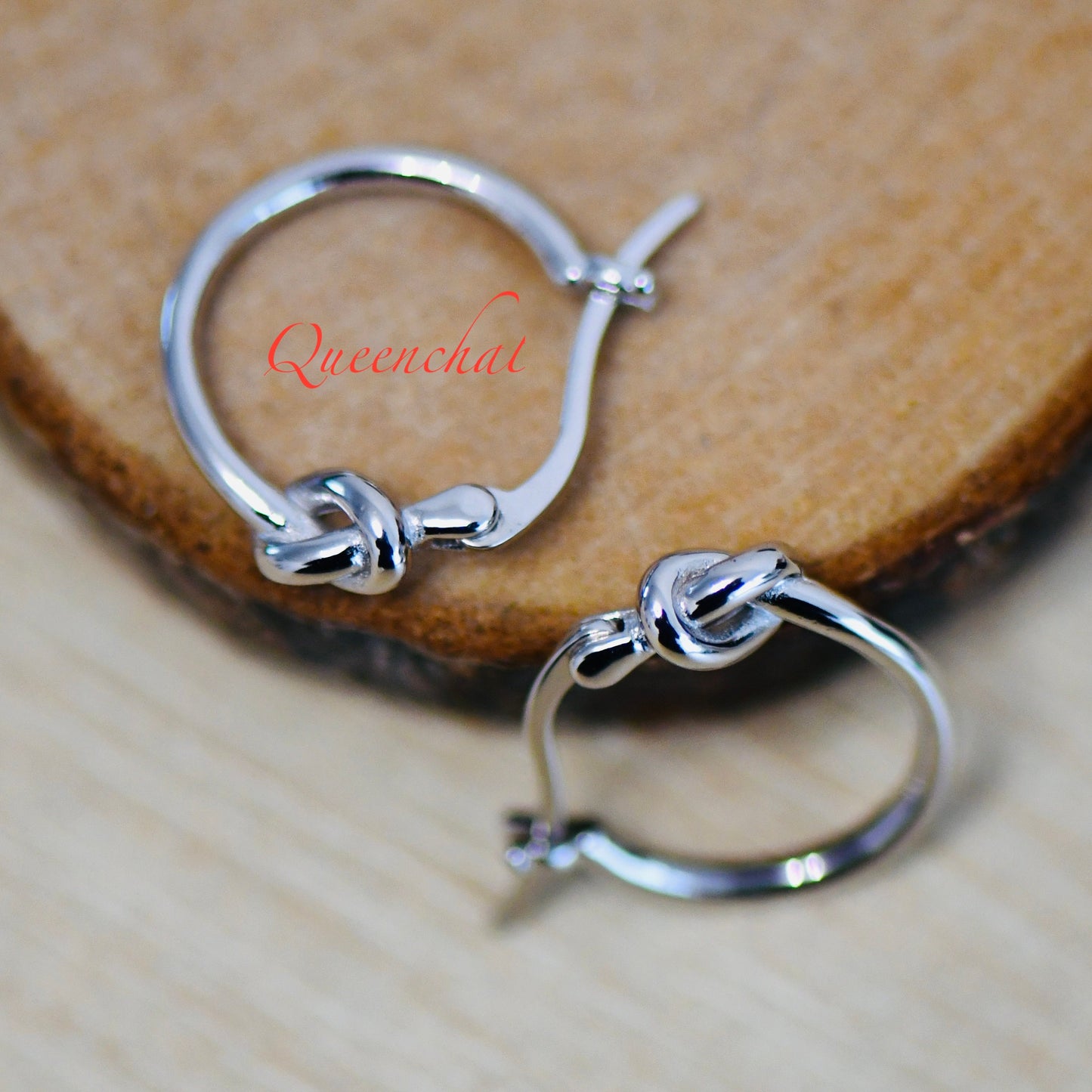 S925 Sterling Silver Love Knot Hoop Earrings, Silver, Gold Knotted Hoops