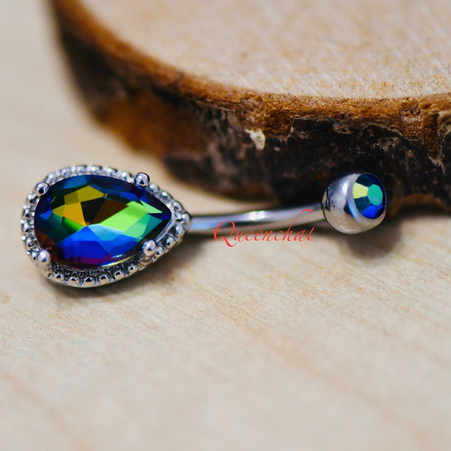 316L Surgical Steel 14G Vetrail Medium CZ Belly Bar, Navel Ring Belly Piercing Jewellery Navel Ring