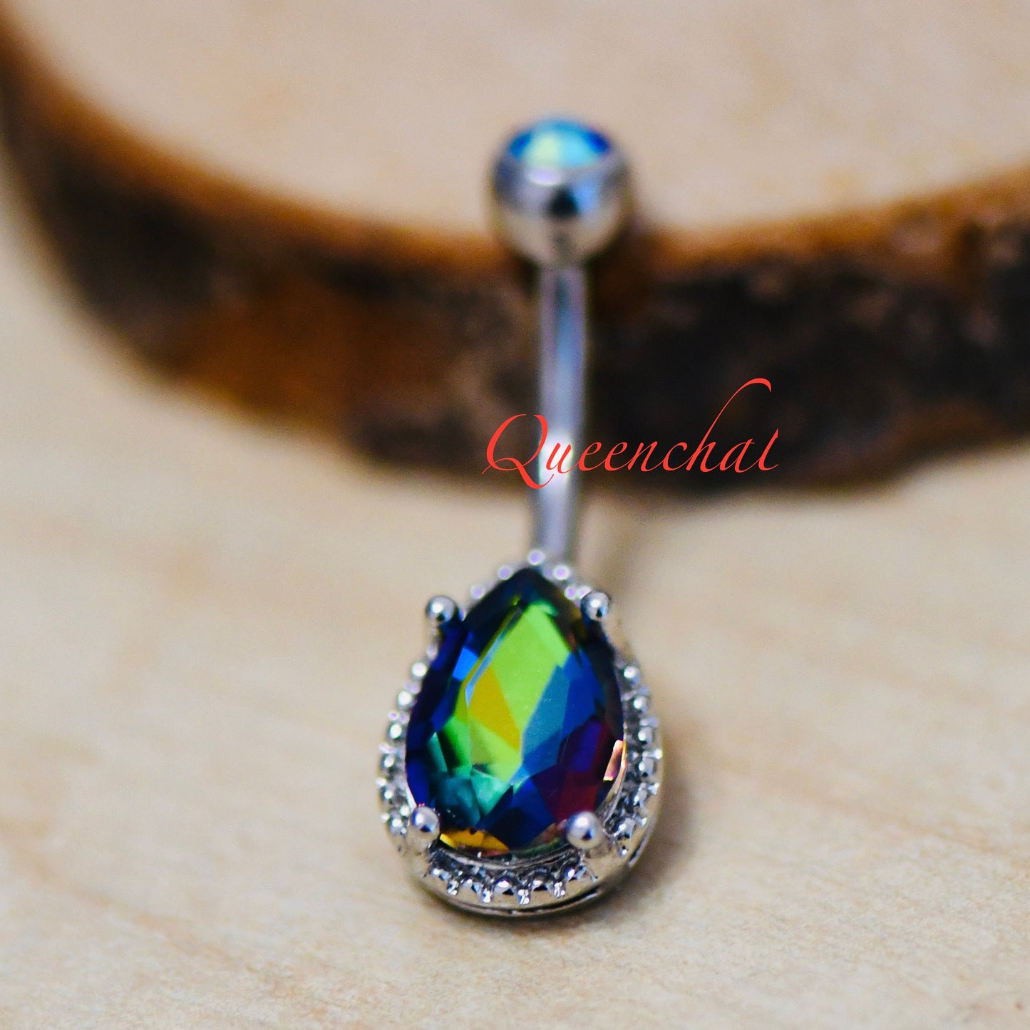 316L Surgical Steel 14G Vetrail Medium CZ Belly Bar, Navel Ring Belly Piercing Jewellery Navel Ring