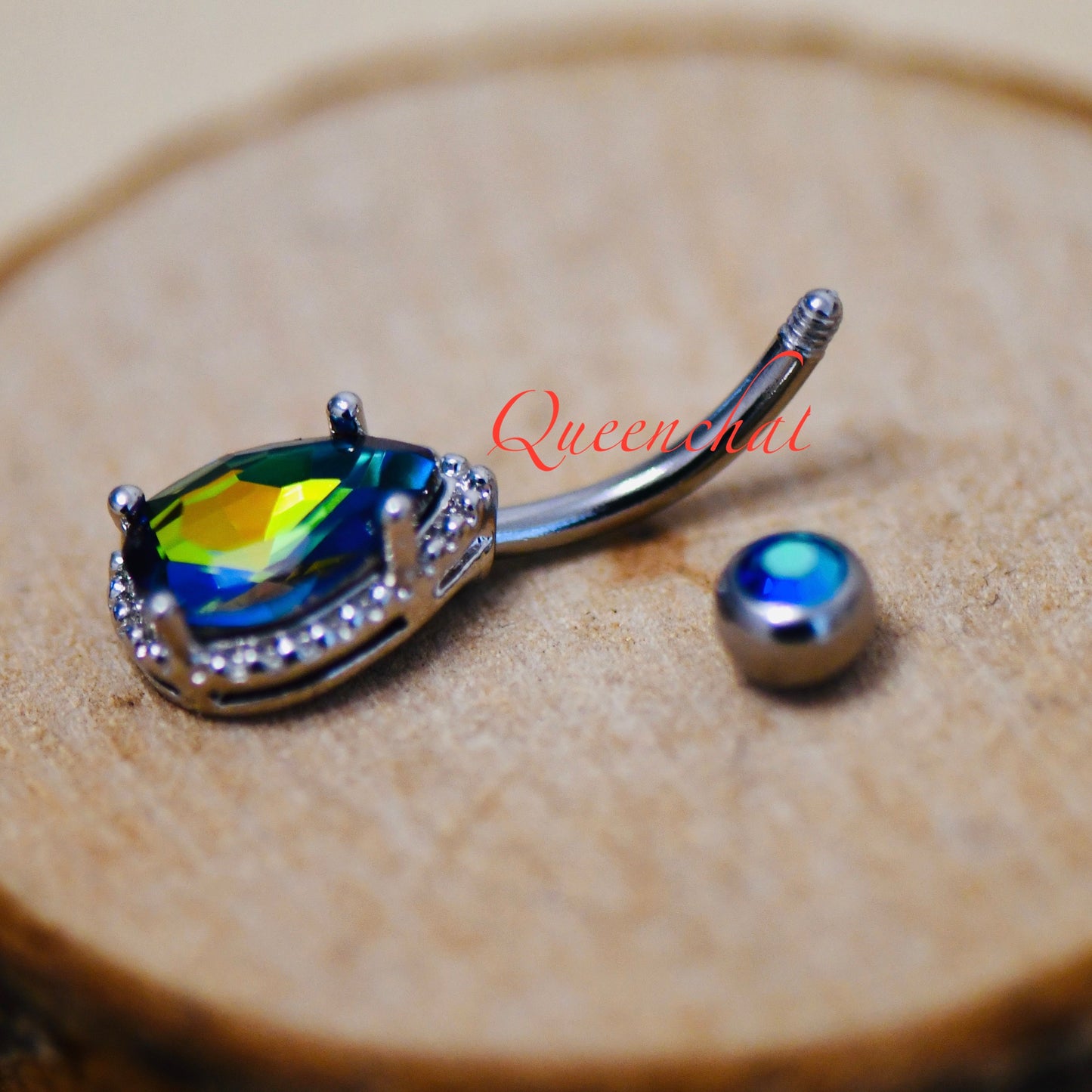 316L Surgical Steel 14G Vetrail Medium CZ Belly Bar, Navel Ring Belly Piercing Jewellery Navel Ring