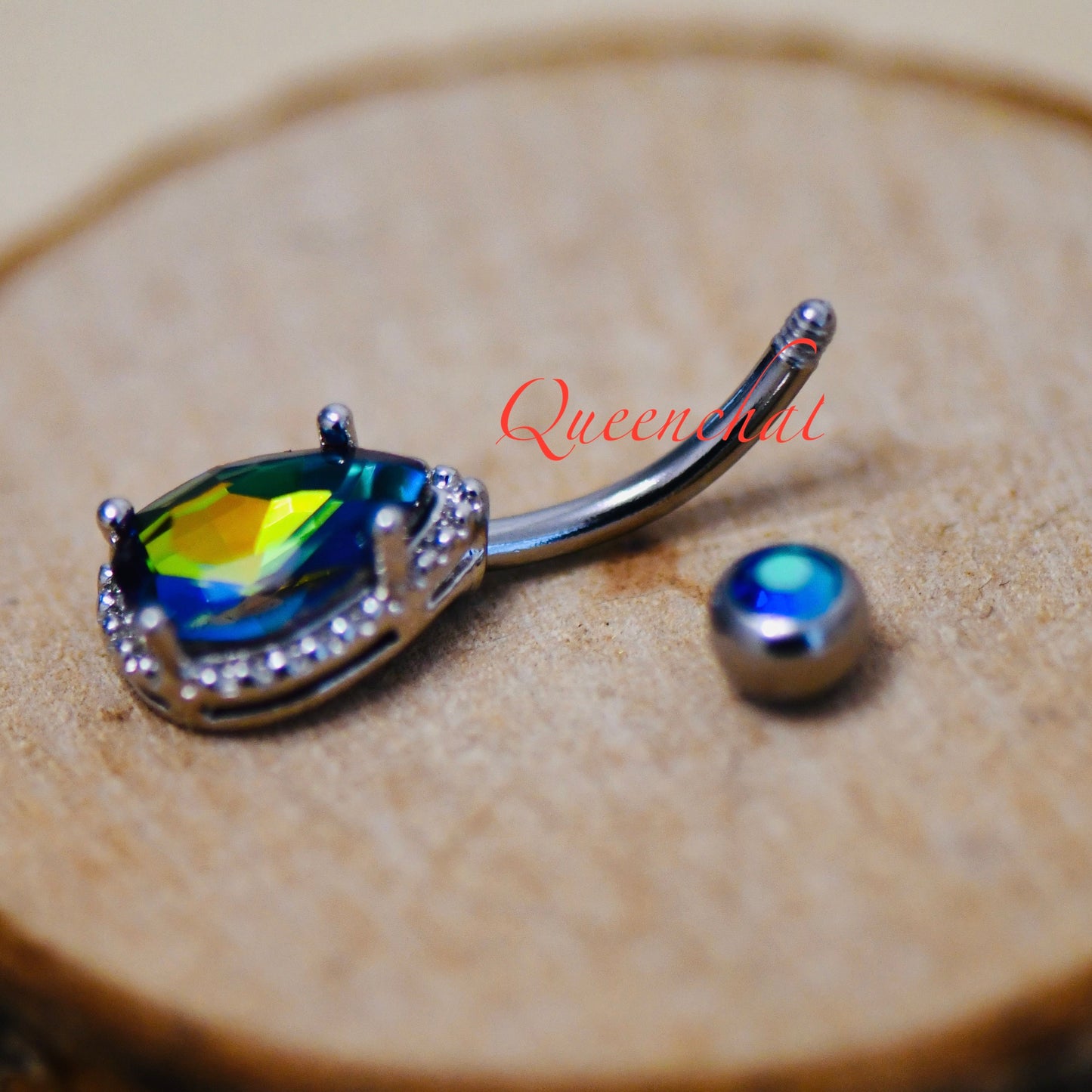 316L Surgical Steel 14G Vetrail Medium CZ Belly Bar, Navel Ring Belly Piercing Jewellery Navel Ring