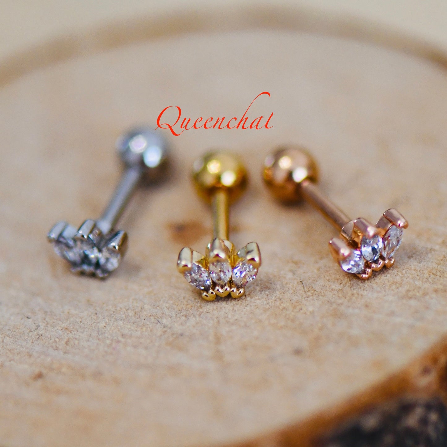 16G 316L Surgical Steel Clear CZ Crown Stud Earring, Cartilage Stud Body Piercing Jewellery Lobe Earring