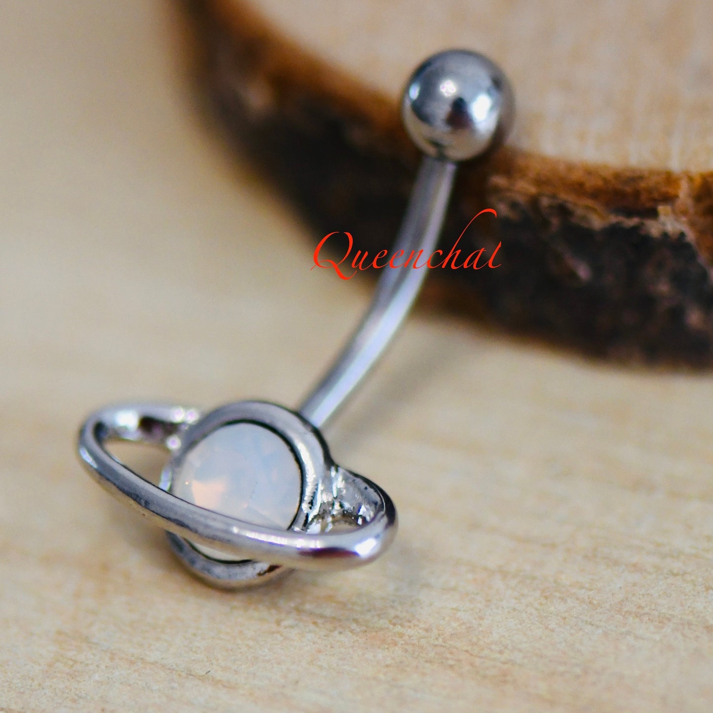 14G 326L Surgical Steel White Crystal Galaxy  Navel Ring Belly Bar Button Piercing Jewellery