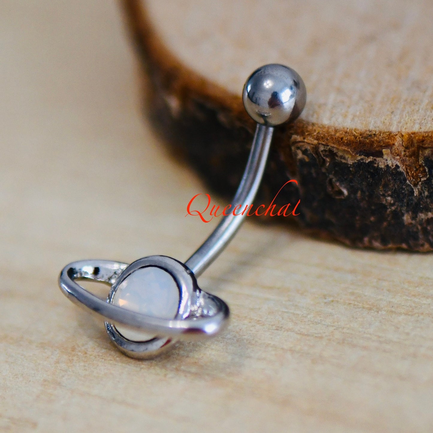 14G 326L Surgical Steel White Crystal Galaxy  Navel Ring Belly Bar Button Piercing Jewellery