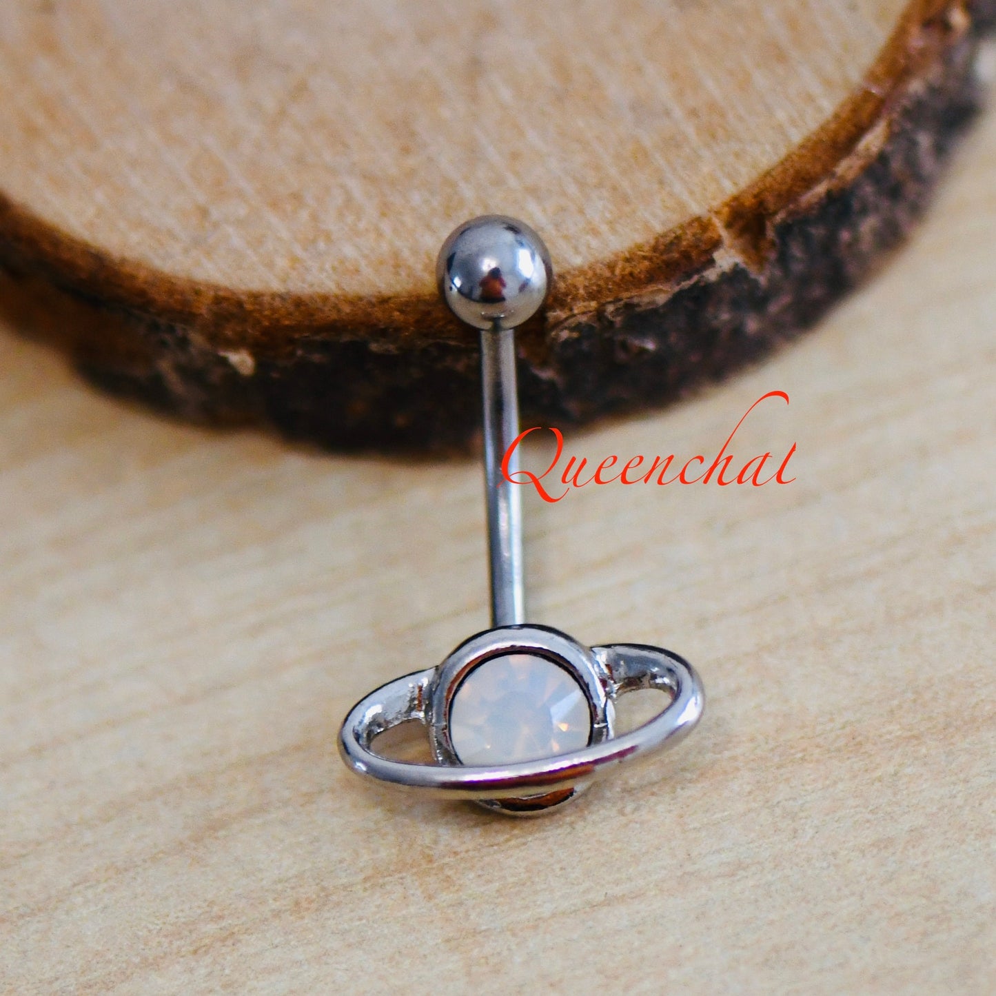 14G 326L Surgical Steel White Crystal Galaxy  Navel Ring Belly Bar Button Piercing Jewellery