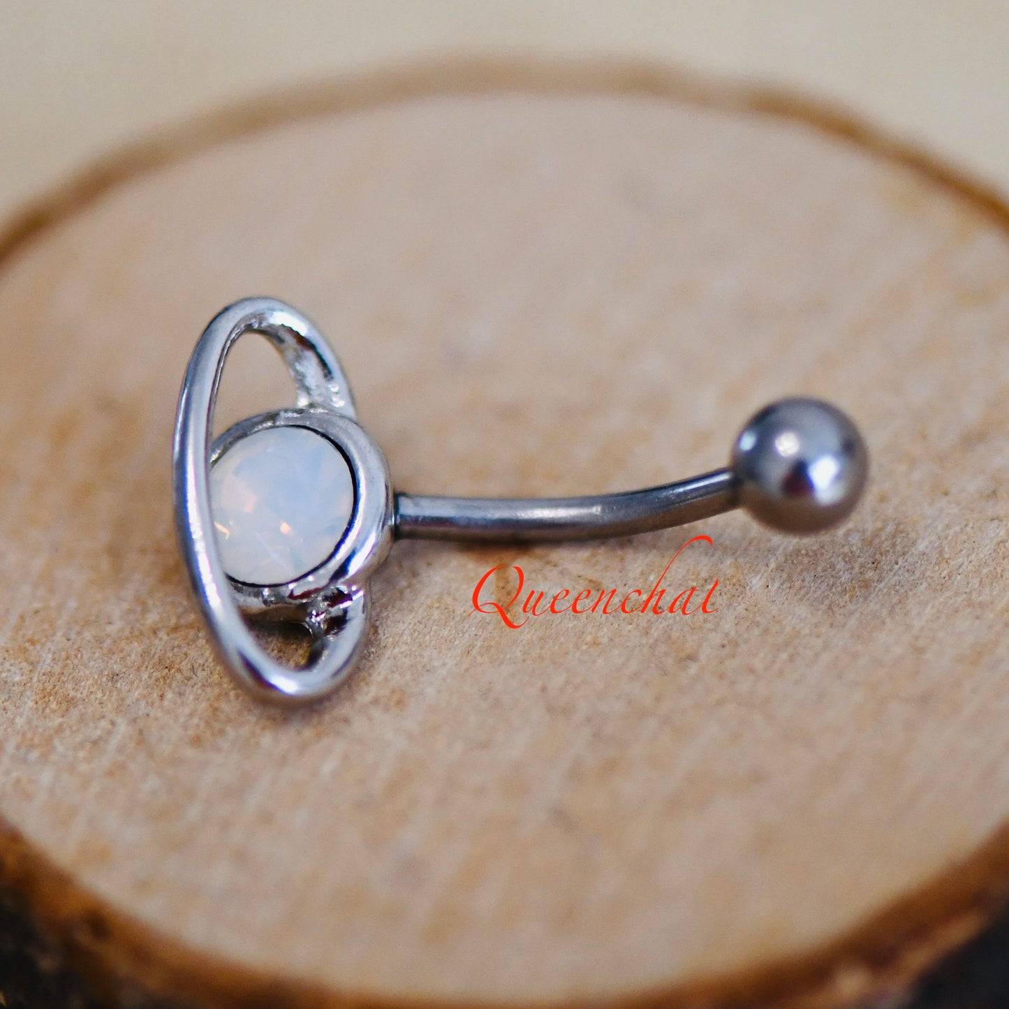 14G 326L Surgical Steel White Crystal Galaxy  Navel Ring Belly Bar Button Piercing Jewellery