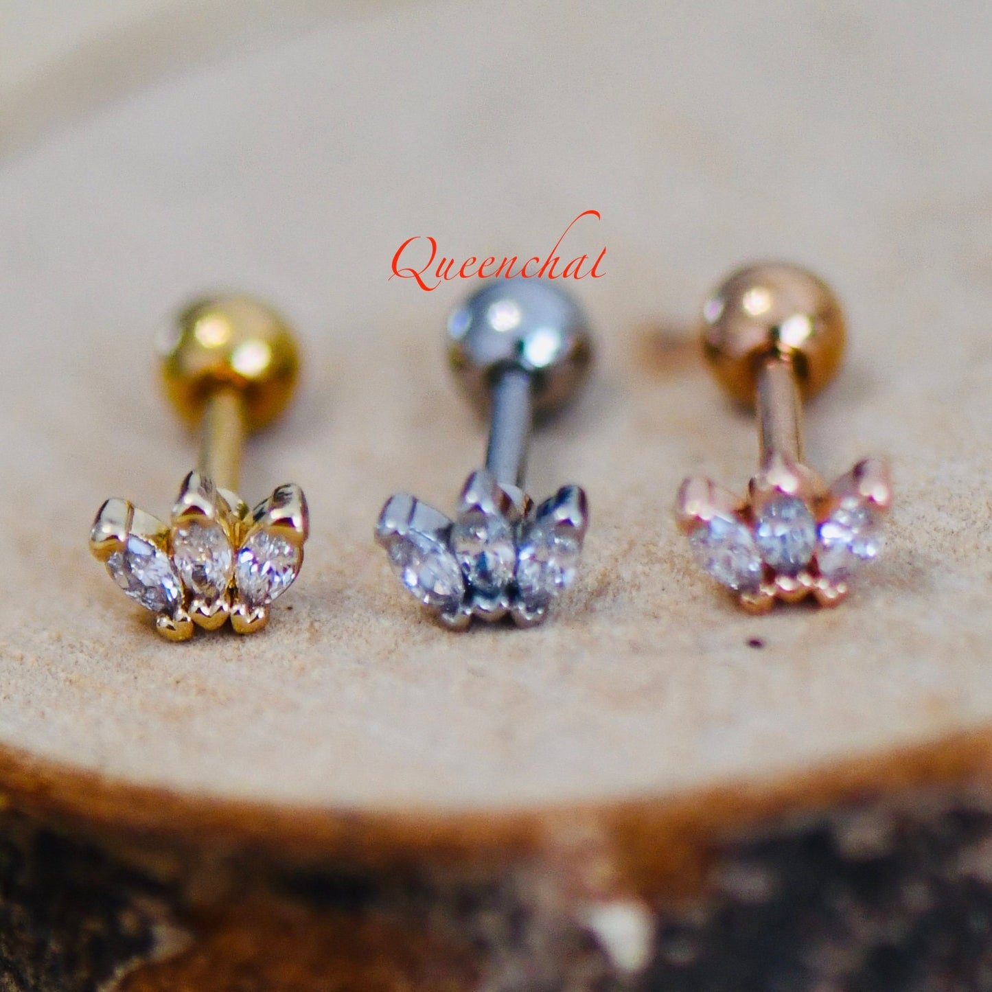 16G 316L Surgical Steel Clear CZ Crown Stud Earring, Cartilage Stud Body Piercing Jewellery Lobe Earring