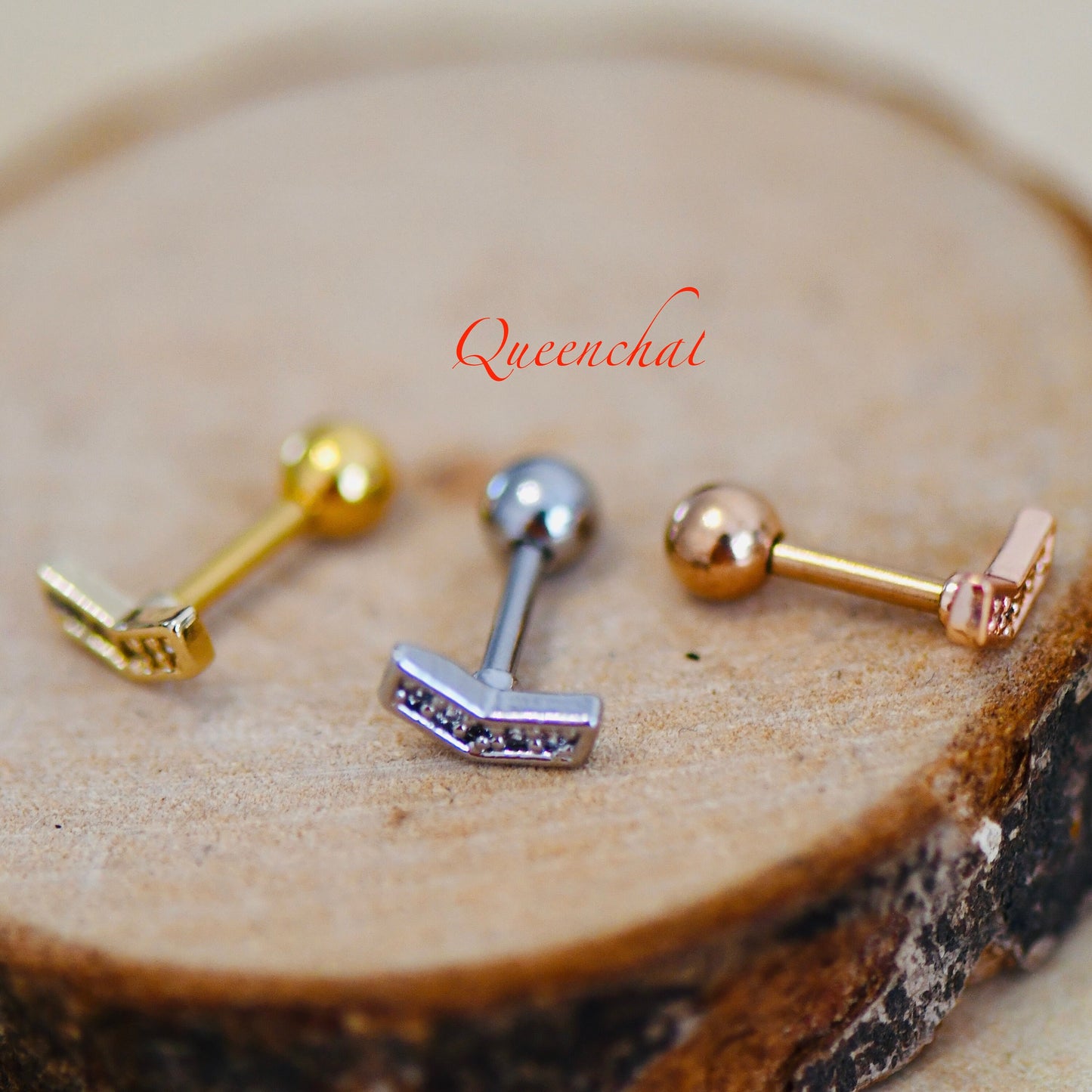 16G 316L Surgical Steel CZ Stud Earring, Cartilage Stud Body Piercing Jewellery Lobe Earring