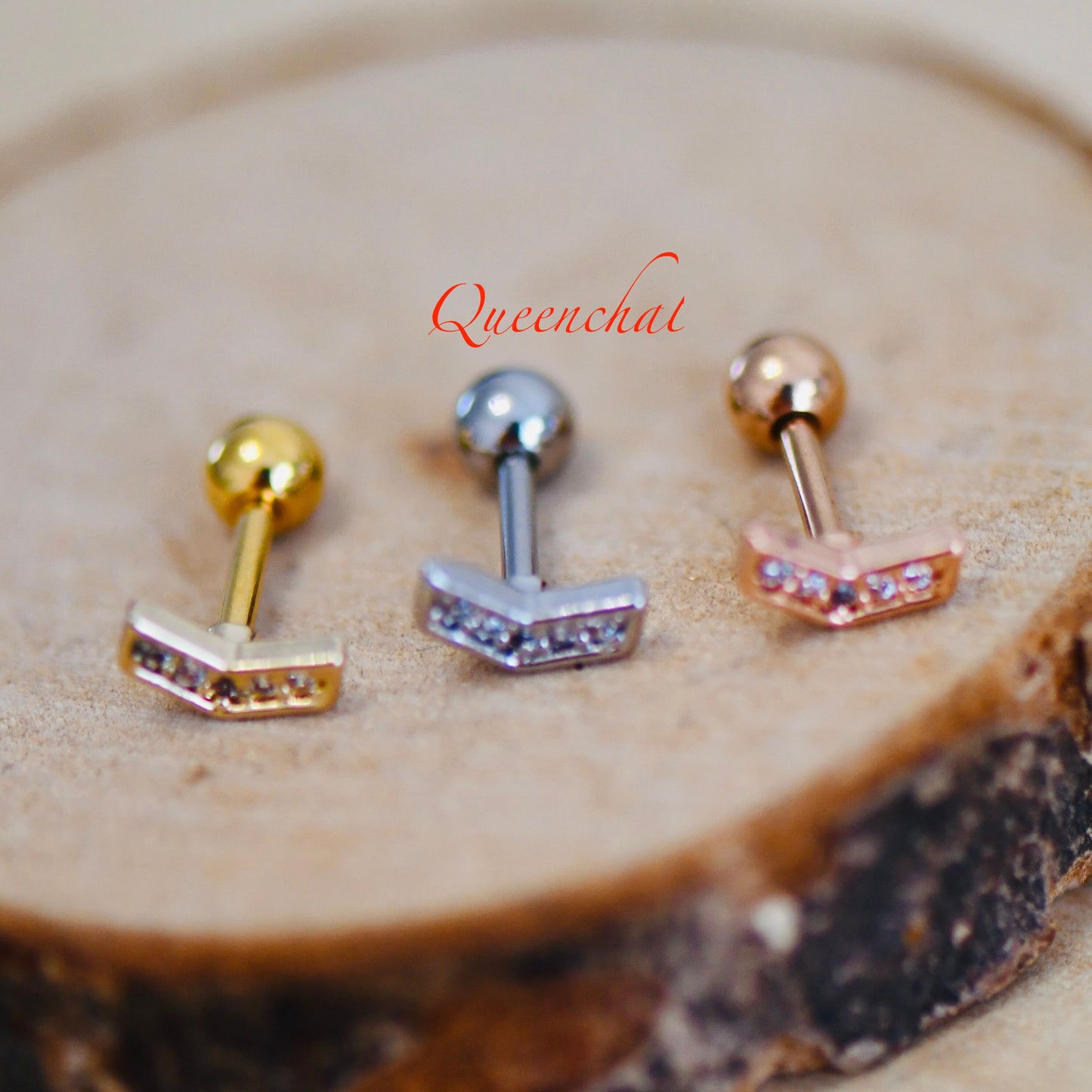 16G 316L Surgical Steel CZ Stud Earring, Cartilage Stud Body Piercing Jewellery Lobe Earring