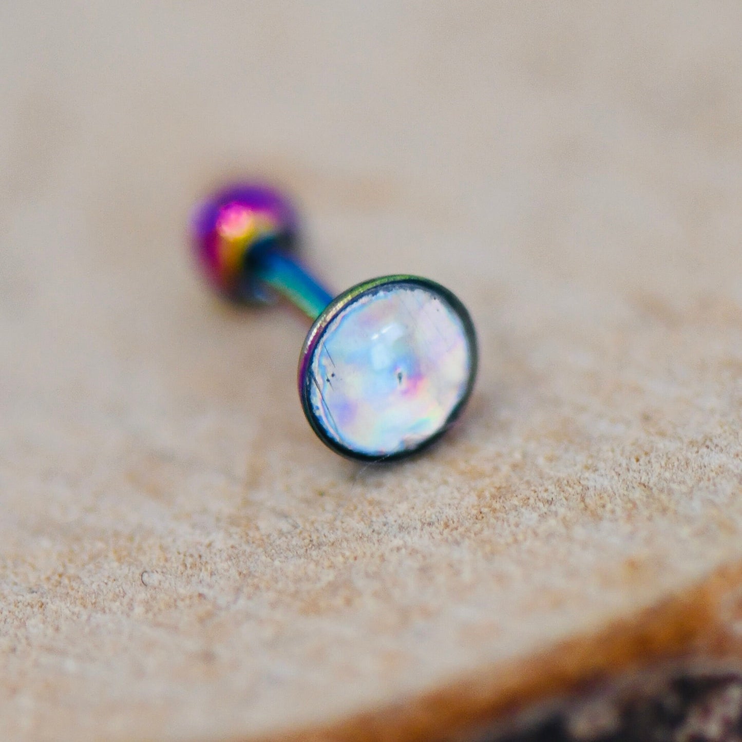 16G 316L Surgical Steel Rainbow Stud EarringWith Crystal, Cartilage Stud Body Piercing Jewellery Lobe Earring