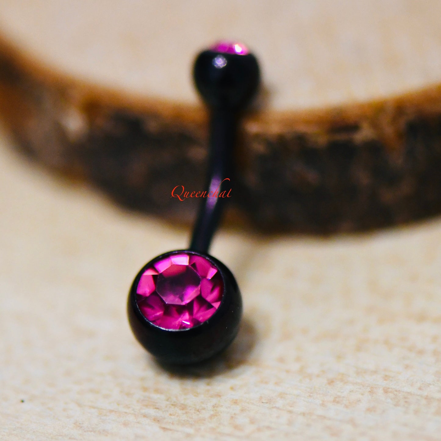 14G 316L Surgical Steel Double Jewelled Belly Bar Double Gem Navel Ring Belly Button Bar Black Belly Bar