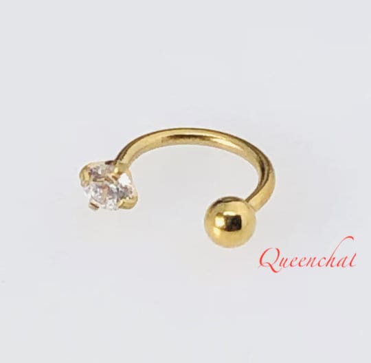 20G (0.8mm) Jewelled Horse Shoe Barbell, Septum Ring, Captive ring, discreet septum, Septum, Horseshoe septum Curved Barbell