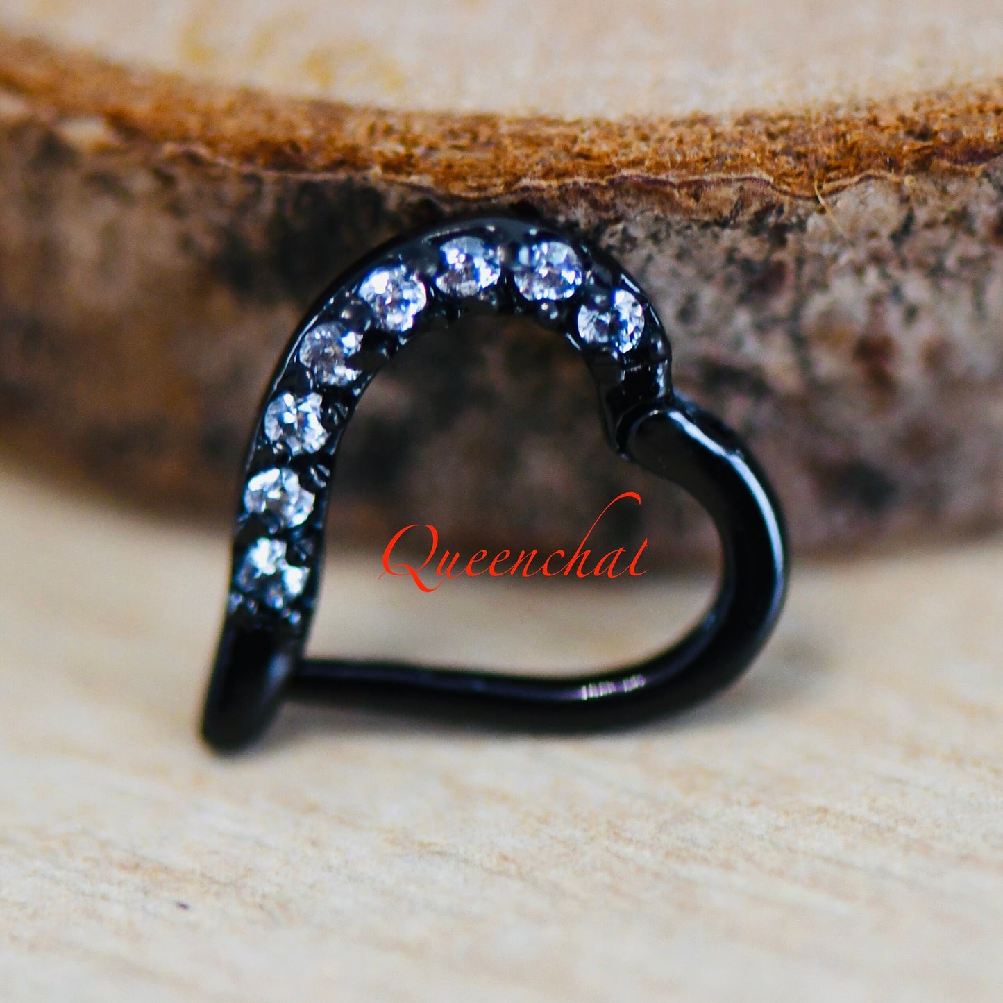 16G 316L Surgical Steel Clear CZ Pave Septum Heart Segment Cartilage Piercing Earring Gold Silver Black Rainbow Heart Clicker Daith Ring