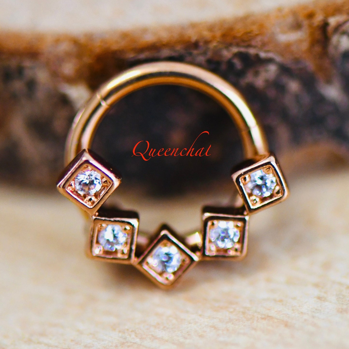 16G 316L Surgical Steel CZ Square Design Septum Segment Cartilage Piercing Earring Gold Silver Clicker Daith Ring Earring