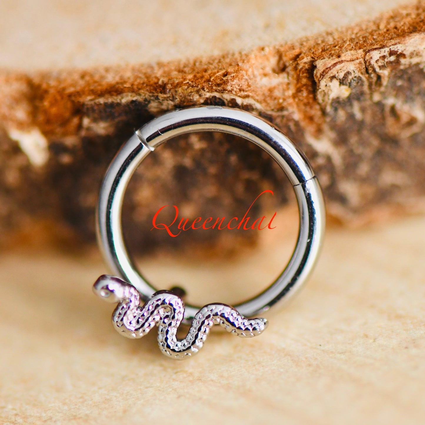 16G 316L S/S Snake Hinged Segment Ring Septum Ring Nose Ring Rook, Daith Ring 8mm