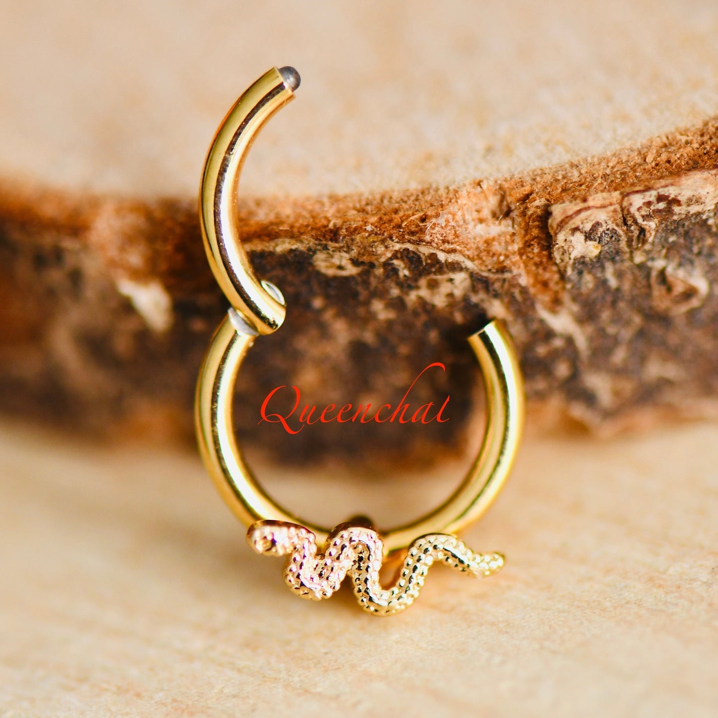 16G 316L S/S Snake Hinged Segment Ring Septum Ring Nose Ring Rook, Daith Ring 8mm