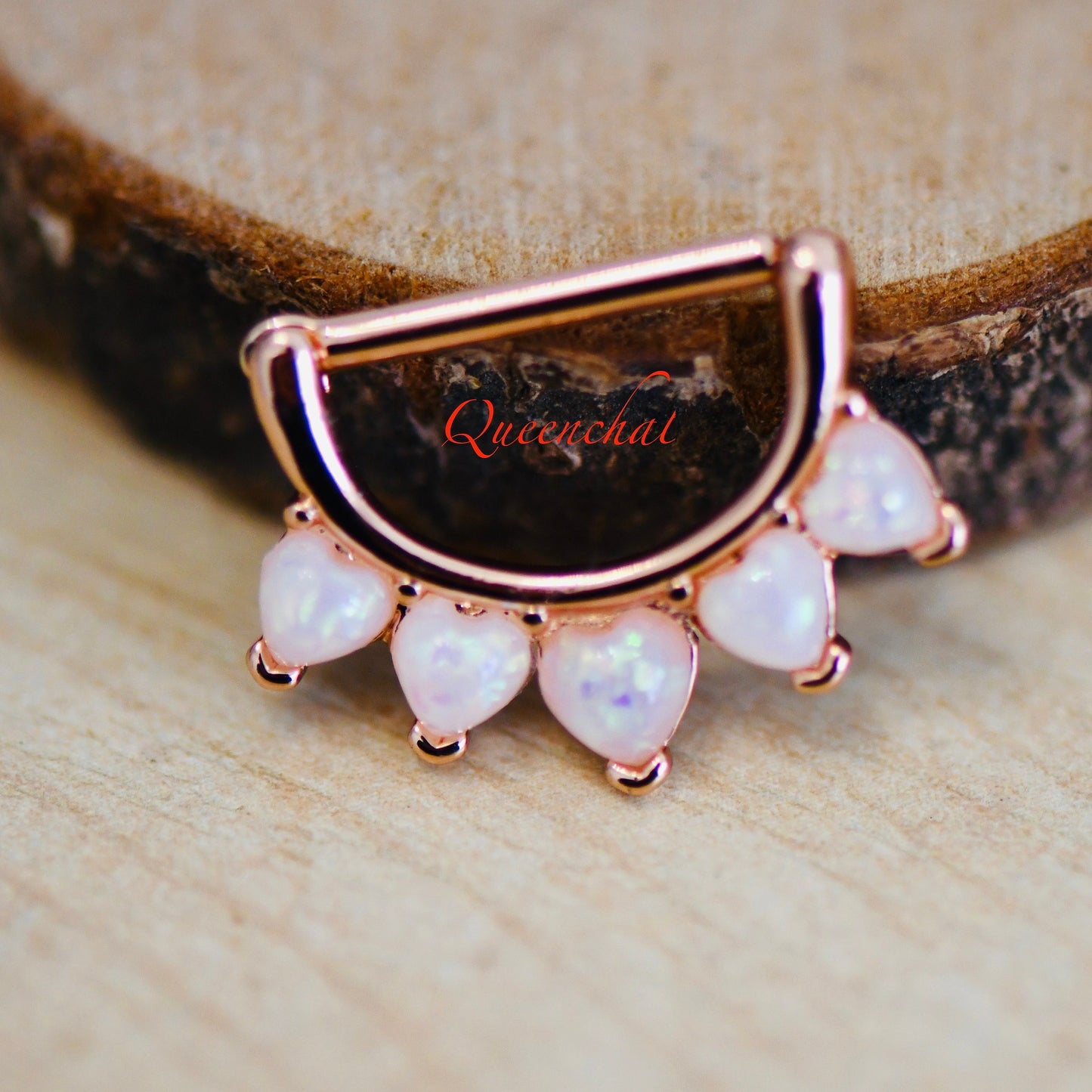316L Surgical Steel 14G Opal Petal Nipple Ring Rose Gold Nipple Bars