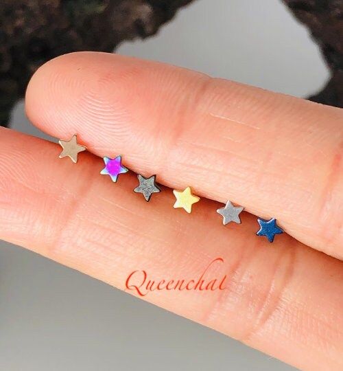 316L Surgical Steel 16G Internally Threaded Star Labret Stud