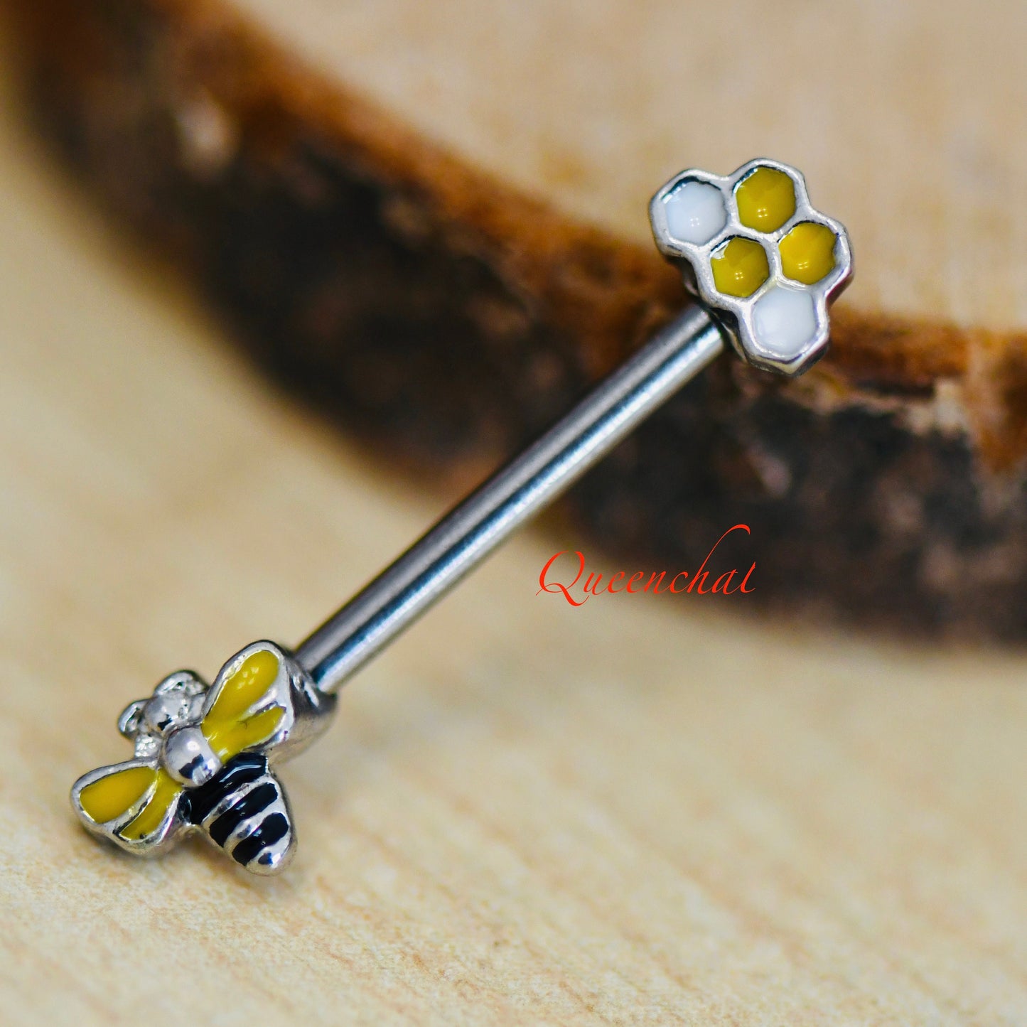 316L Surgical Steel 14G Bee Hive Nipple Bars