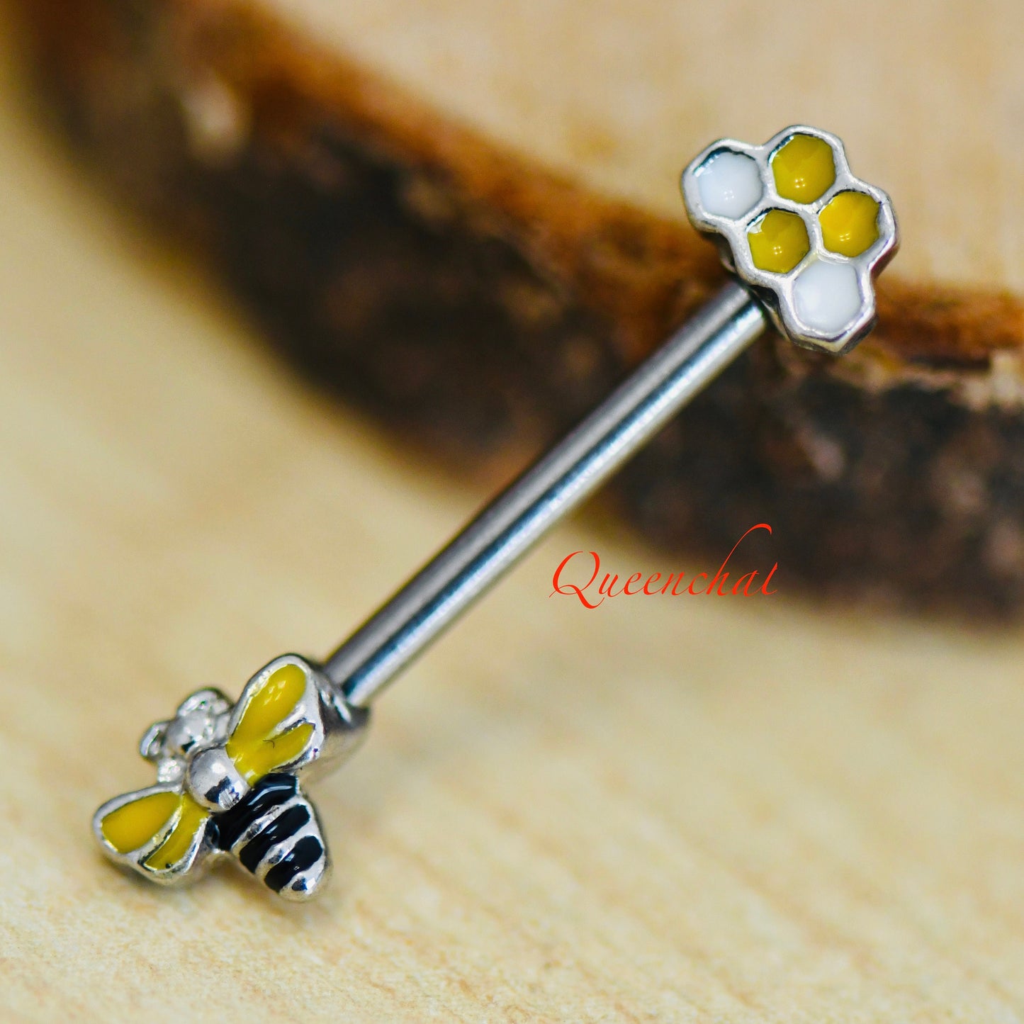 316L Surgical Steel 14G Bee Hive Nipple Bars