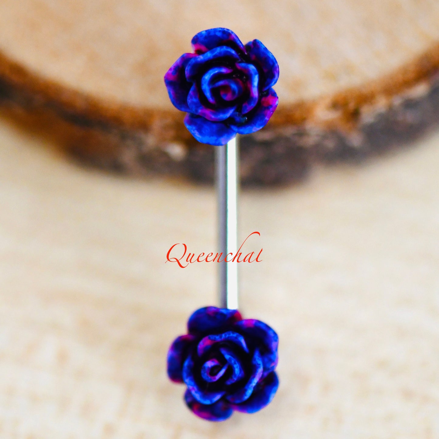 316L Surgical Steel 14G Purple Acrylic Flowers Nipple Bars