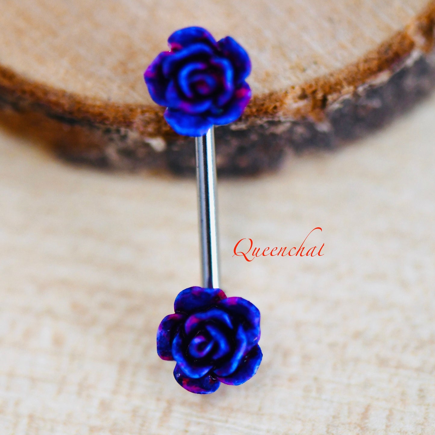 316L Surgical Steel 14G Purple Acrylic Flowers Nipple Bars