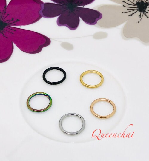 316L Surgical Steel 14G, 16G, 18G Cartilage Hoop, Segment Ring Hinged Septum Clicker Ring Conch Tragus Helix Hoop, Hinged Clicker Ring