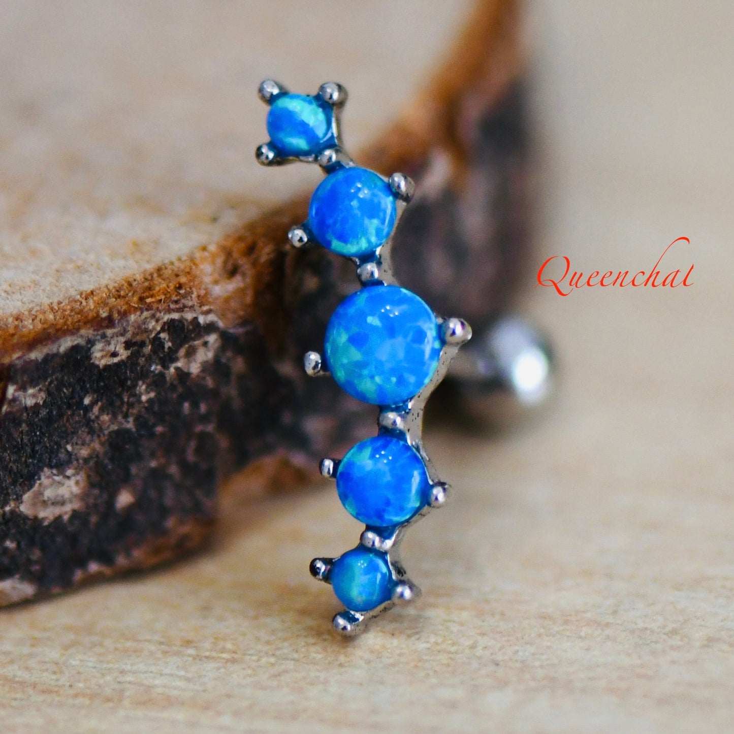 16G 316L Surgical Steel Opal Helix Stud Earring With 6mm Bar Long Opal Stud White Opal Pink Green Blue Opal Barbell Stud