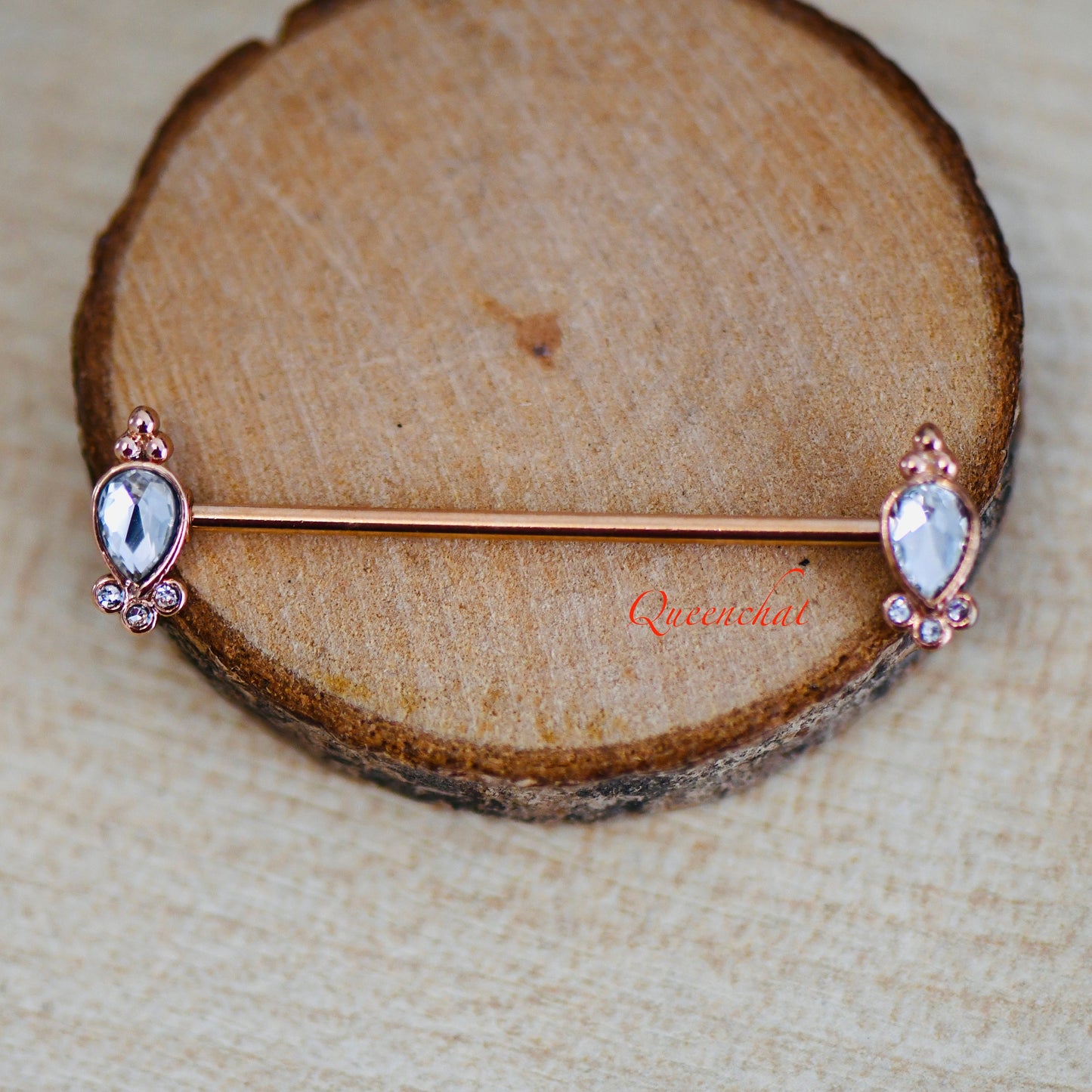 14G 316L Surgical Steel Rose Gold Crown Design Industrial Barbell Long Barbell Ear Piercing