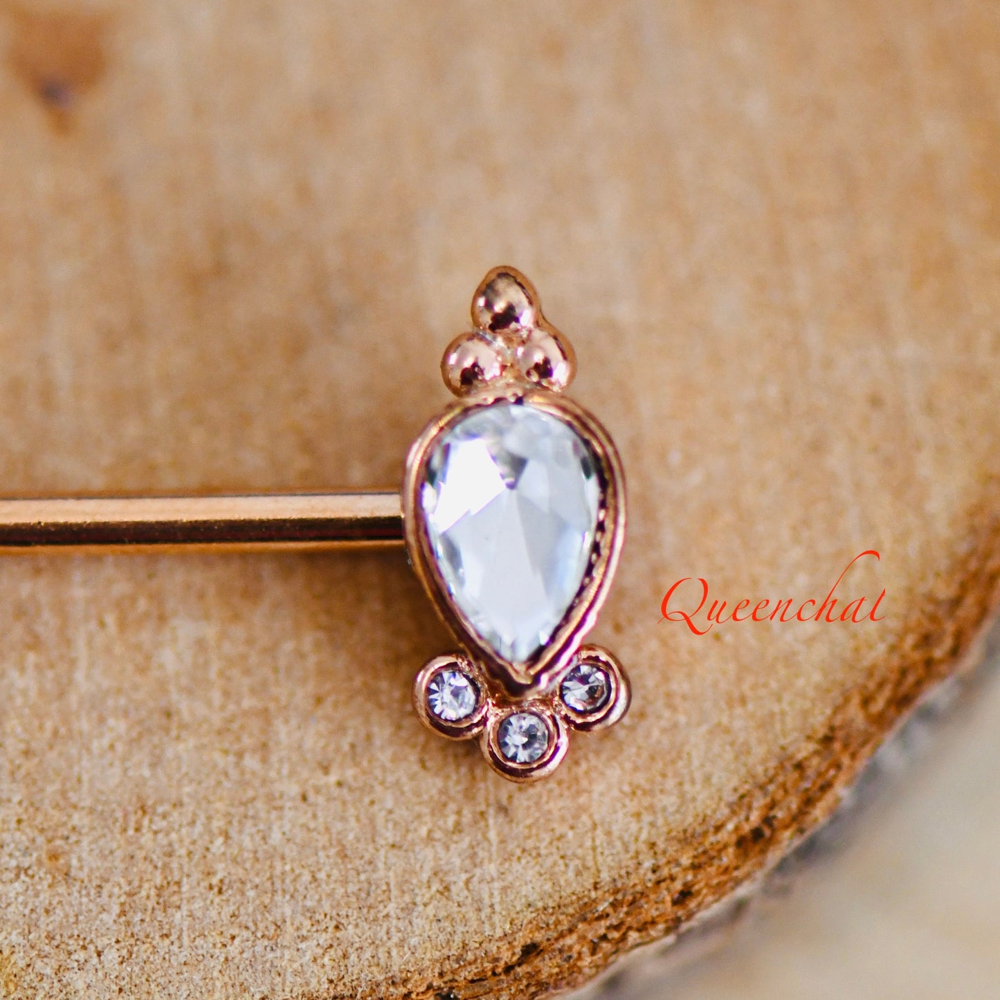 14G 316L Surgical Steel Rose Gold Crown Design Industrial Barbell Long Barbell Ear Piercing
