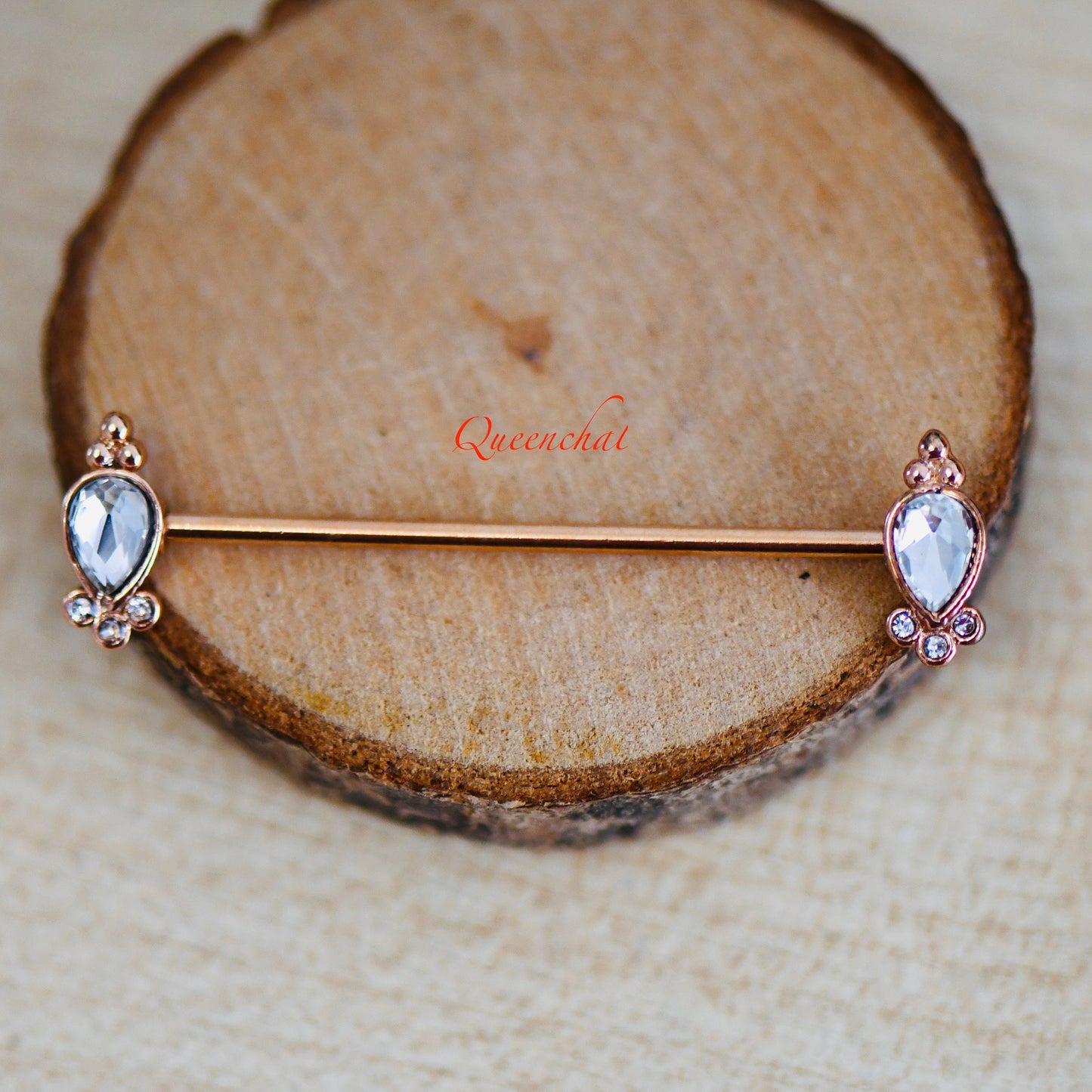 14G 316L Surgical Steel Rose Gold Crown Design Industrial Barbell Long Barbell Ear Piercing
