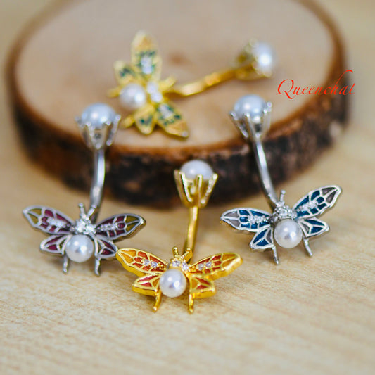 14G 316L Surgical Steel Dragon Fly, Butterfly Belly Bar