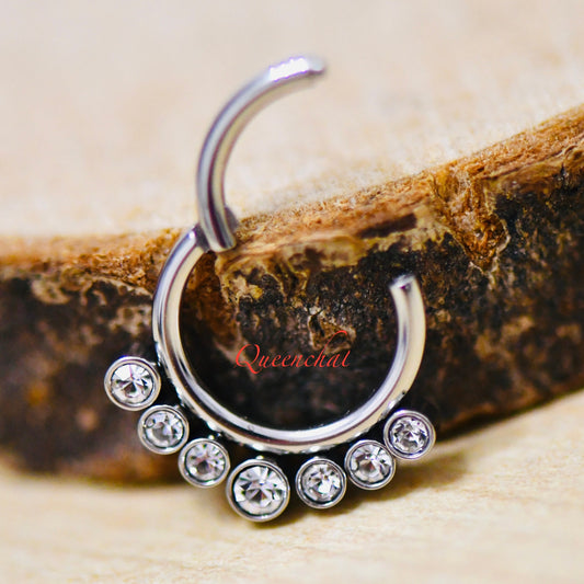16G 316L Surgical Steel Clear CZ Pave Septum Ring Cartilage Piercing Earring CZ Pave Silver Clicker Ring 8mm