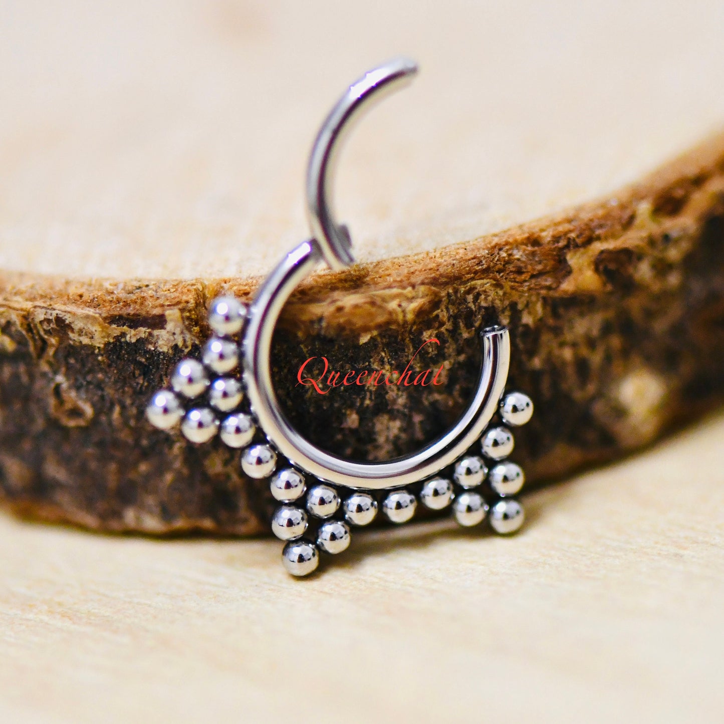 16G 316L S/S Beaded Design Hinged Segment Ring Septum Ring Nose Ring 8mm