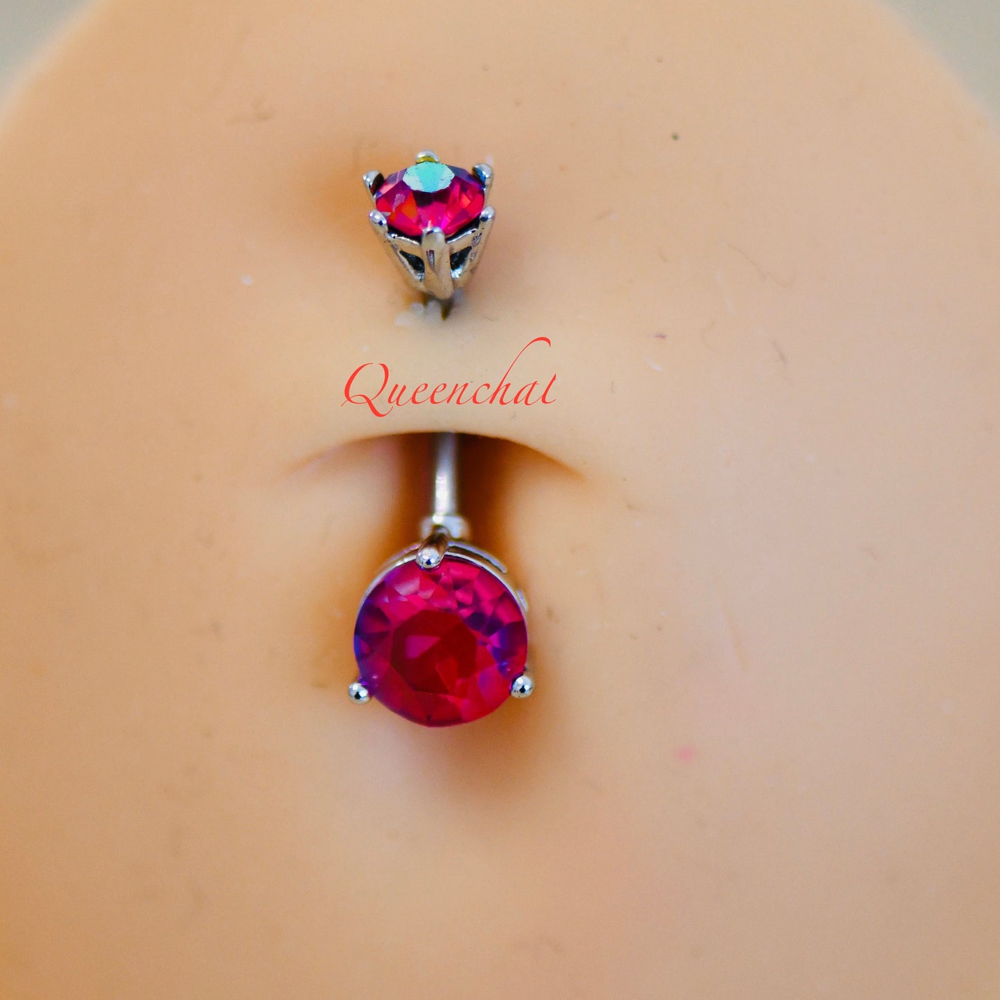 316L Surgical Steel 14G Aurora Borealis  Red CZ Belly Bar, Navel Ring Belly Piercing Jewellery Navel Ring