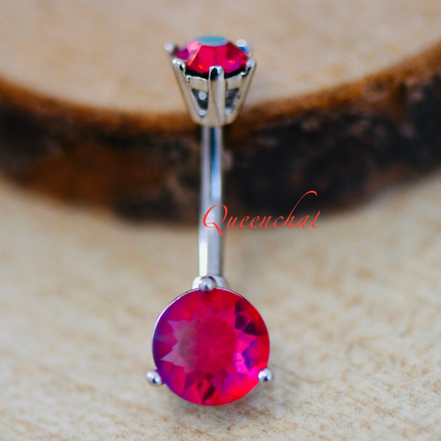 316L Surgical Steel 14G Aurora Borealis  Red CZ Belly Bar, Navel Ring Belly Piercing Jewellery Navel Ring