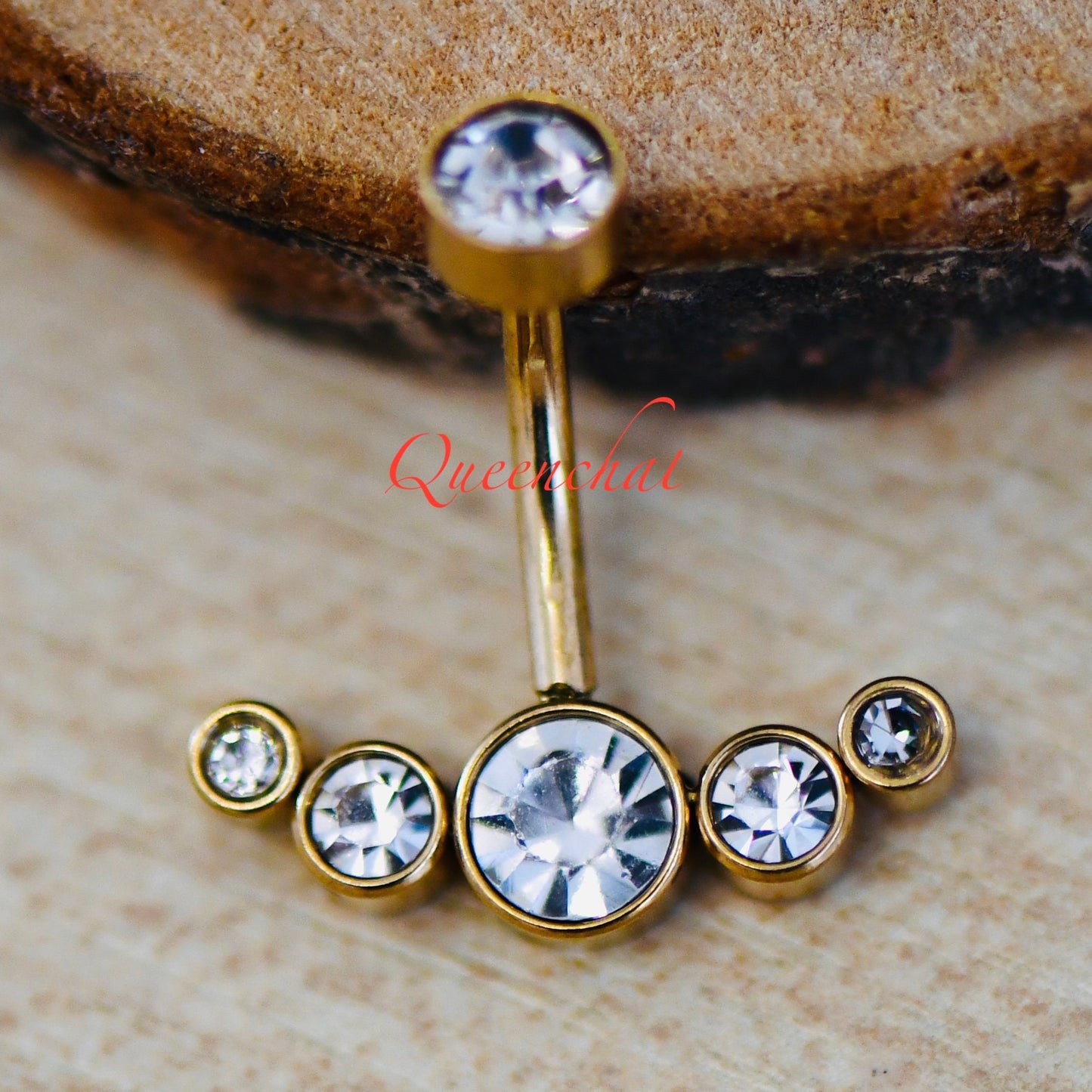 316L Surgical Steel 14G Internally Threaded CZ Belly Bar, Navel Ring Belly Piercing Jewellery Gold Navel Ring
