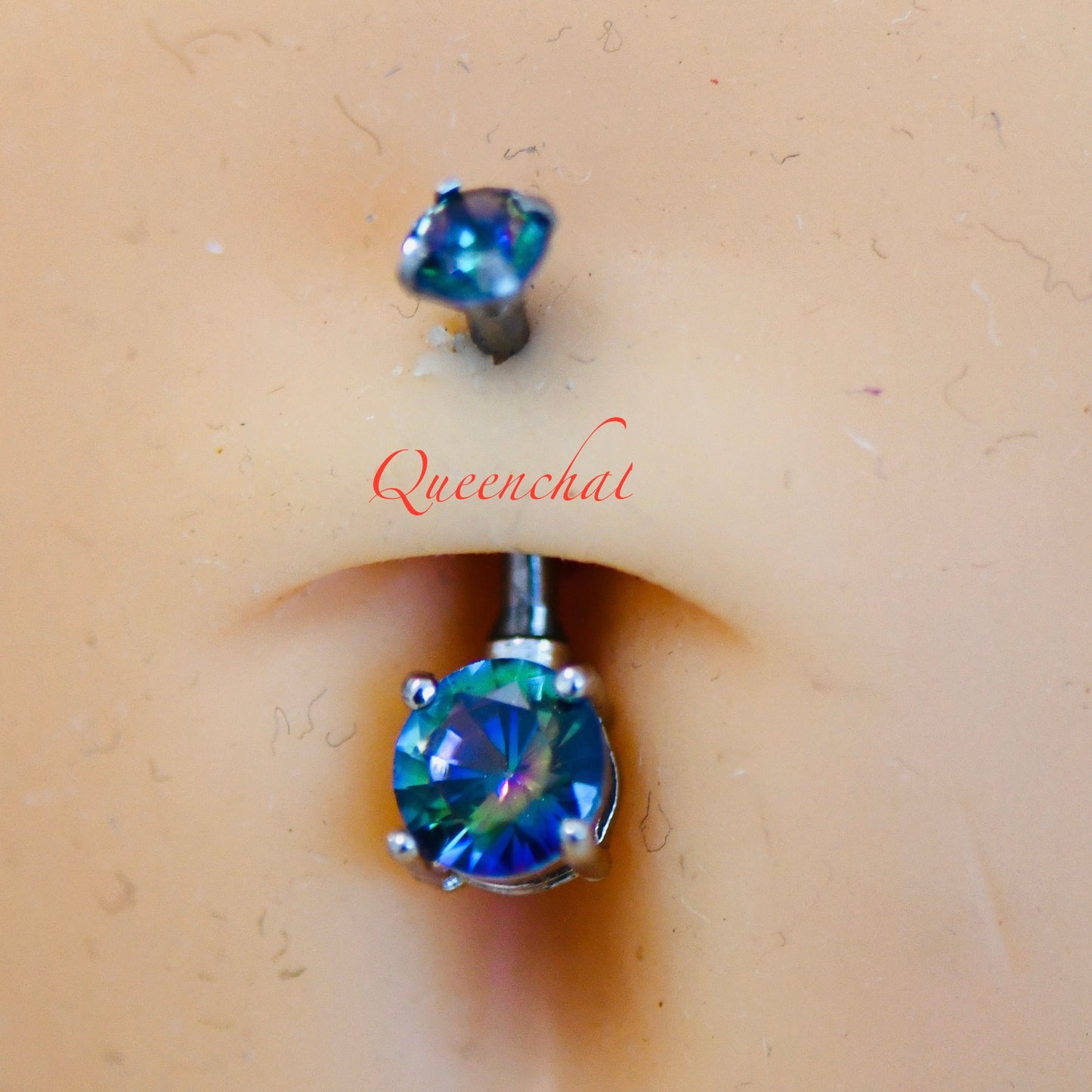 316L Surgical Steel 14G Internally Threaded Vitrail Medium Belly Bar, Navel Ring Belly Piercing Jewellery Gold 8mm Navel Ring