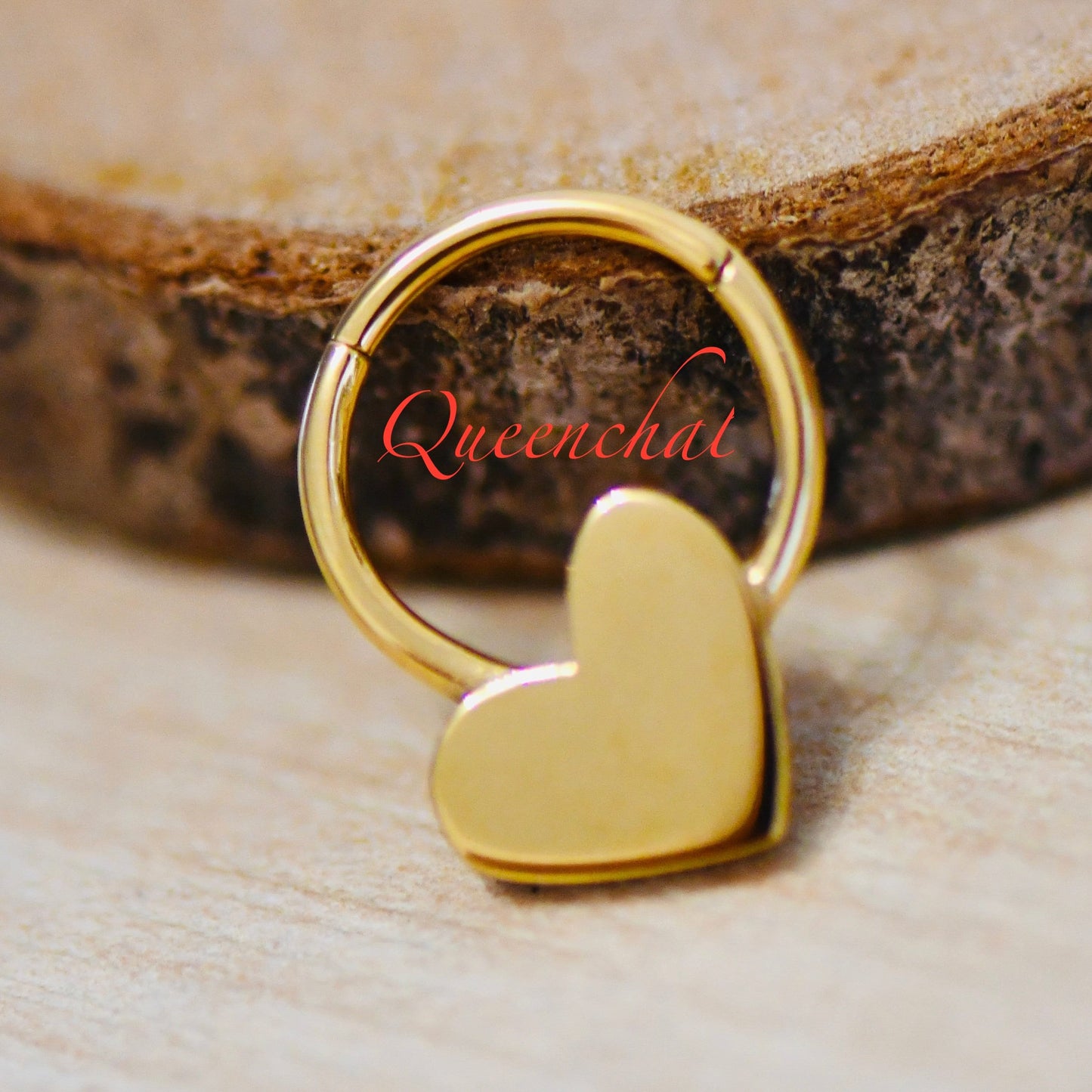 16G 316L Surgical Steel Pink Resin Heart Septum Ring Cartilage Piercing Daith Ring Earring Gold Clicker Ring 10mm