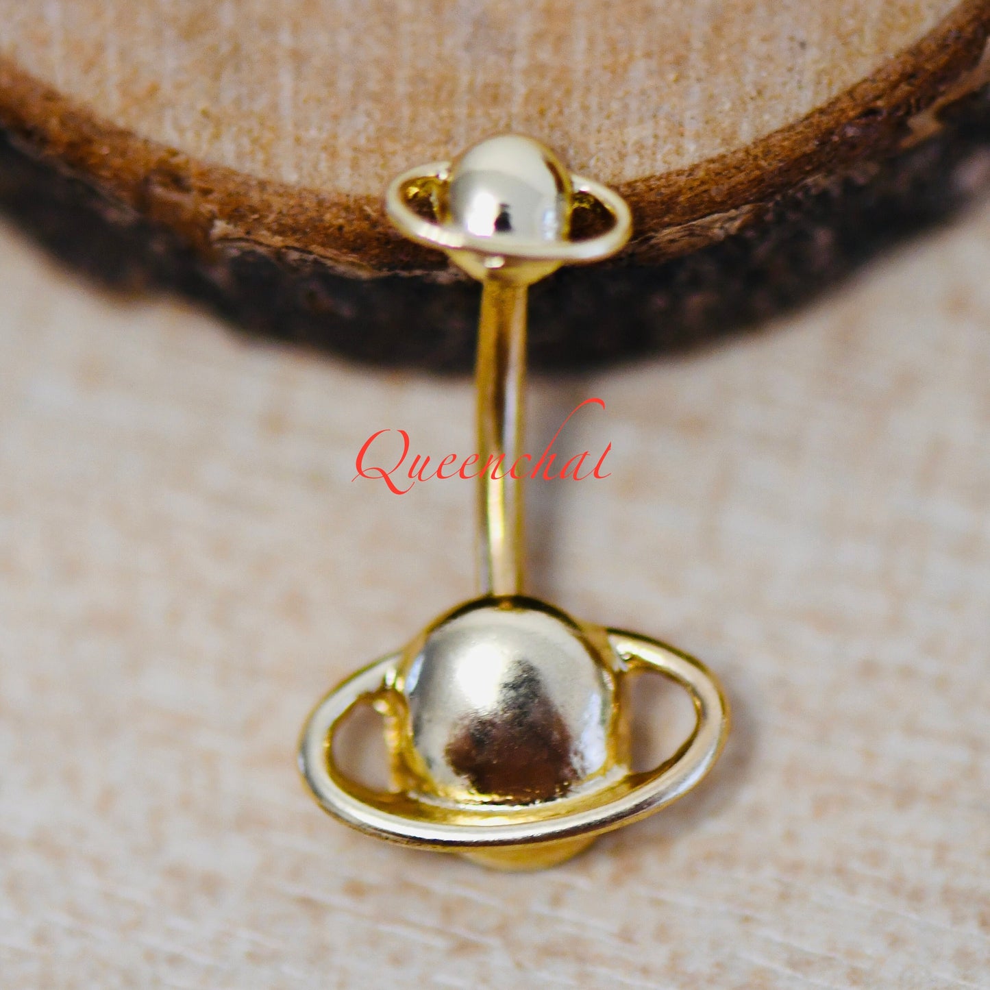 316L Surgical Steel 14G Golden Galaxy Belly Bar, Navel Ring Belly Piercing Jewellery Gold Navel Ring