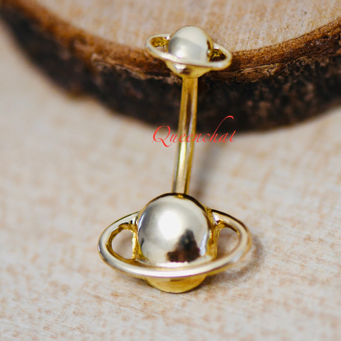 316L Surgical Steel 14G Golden Galaxy Belly Bar, Navel Ring Belly Piercing Jewellery Gold Navel Ring