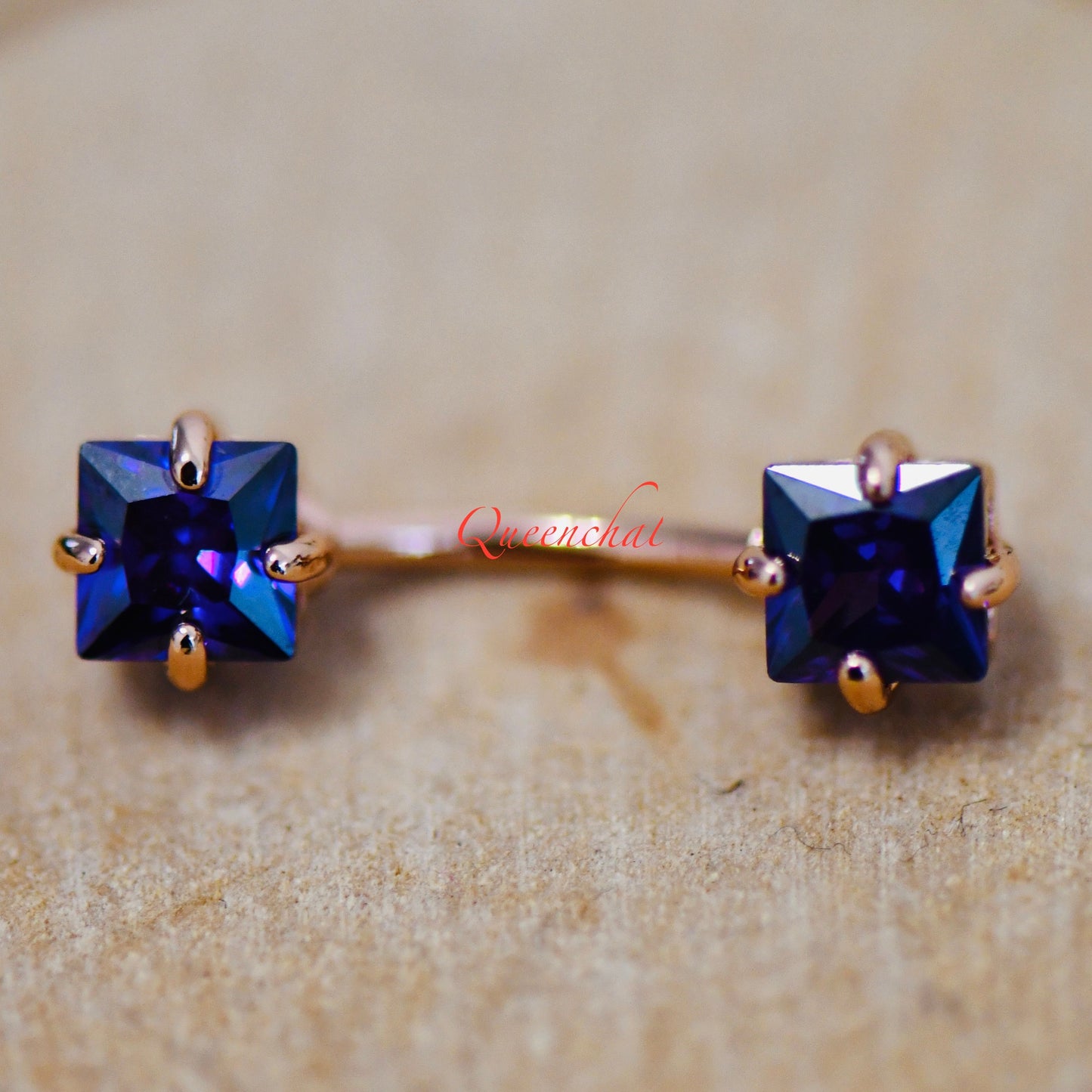 16G 316L Surgical Steel Square Dark Purple Blue CZ Navel Ring Belly Bar Belly Piercing Jewellery Birthstone Belly Button Ring