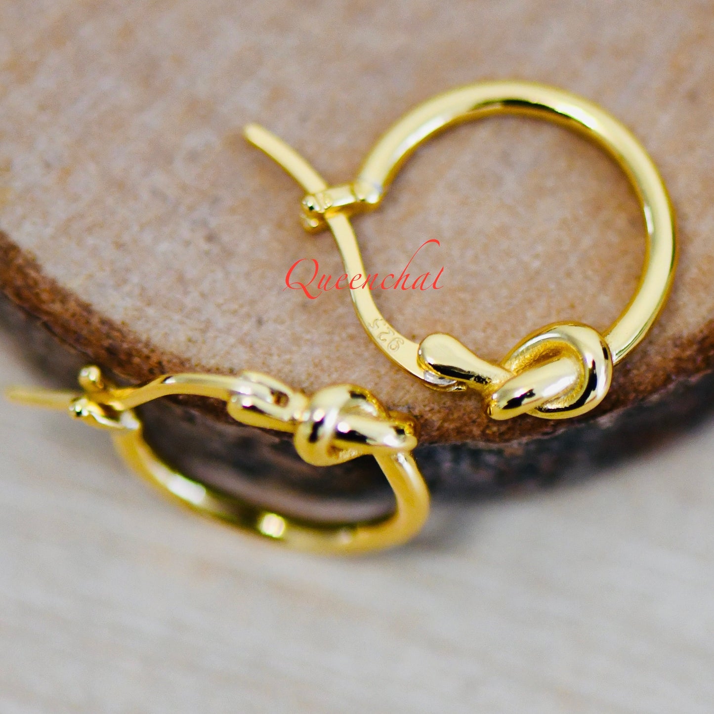 S925 Sterling Silver Love Knot Hoop Earrings, Silver, Gold Knotted Hoops