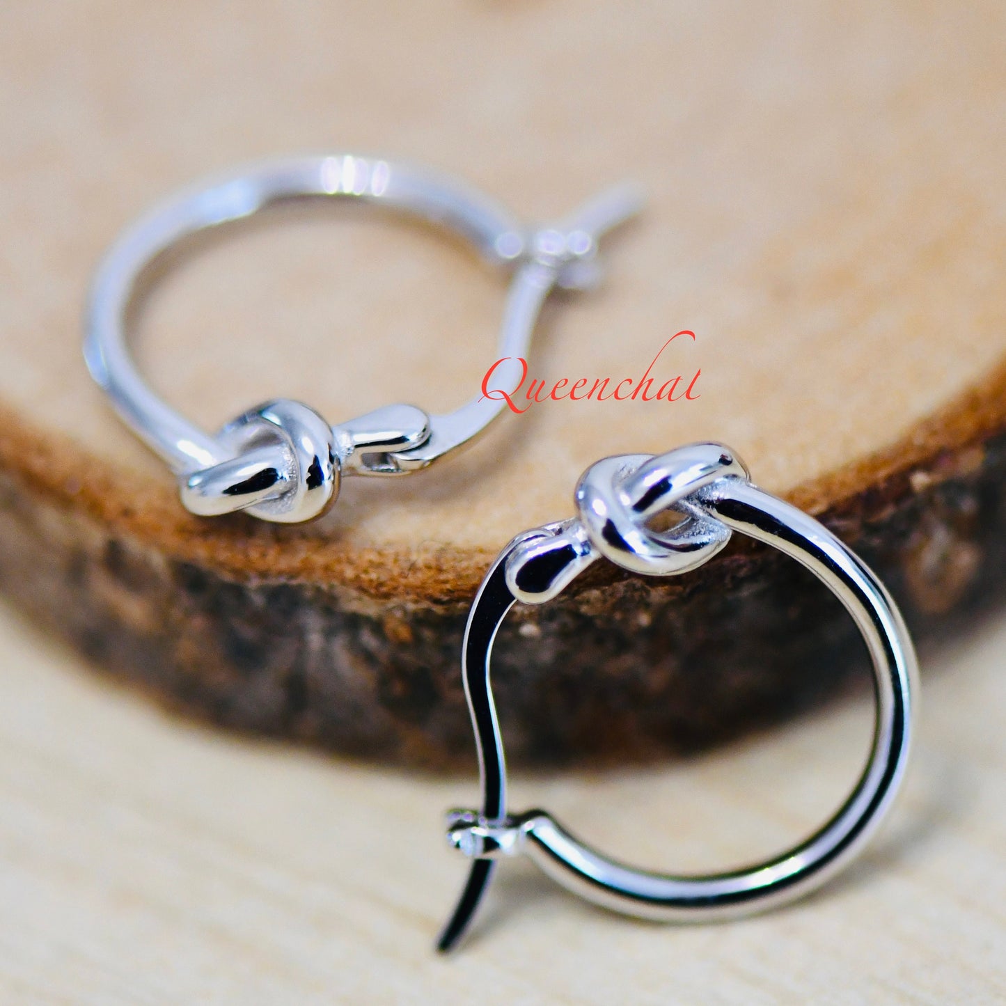S925 Sterling Silver Love Knot Hoop Earrings, Silver, Gold Knotted Hoops