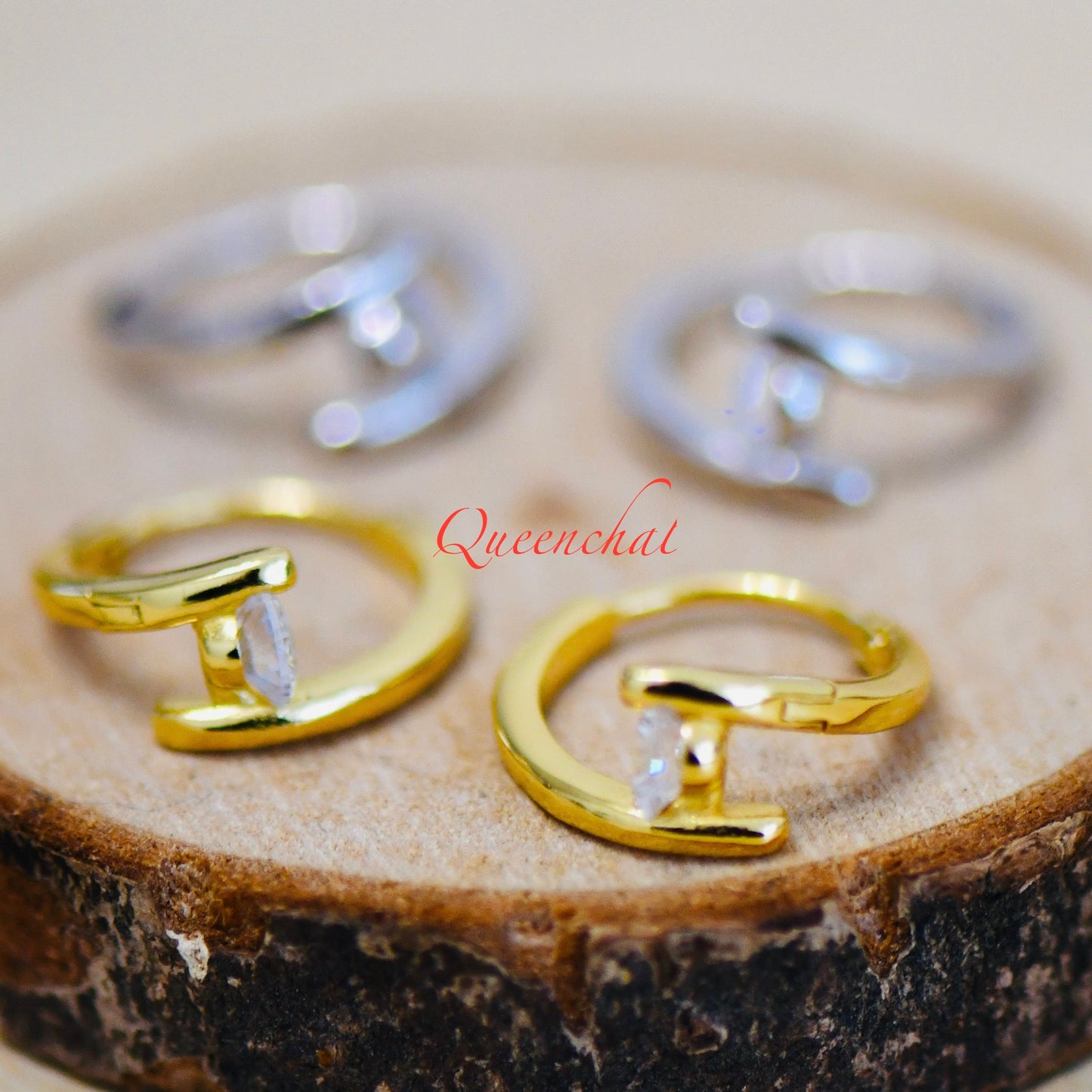 S925 Sterling Silver CZ Hoop Earrings, Silver, Gold Hoops