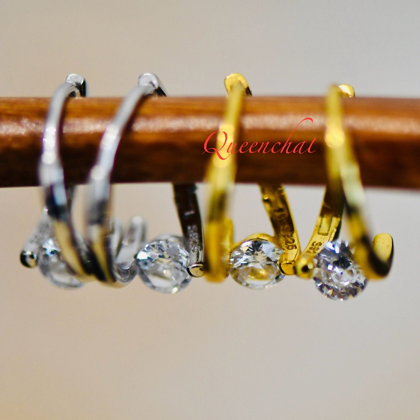 S925 Sterling Silver CZ Hoop Earrings, Silver, Gold Hoops
