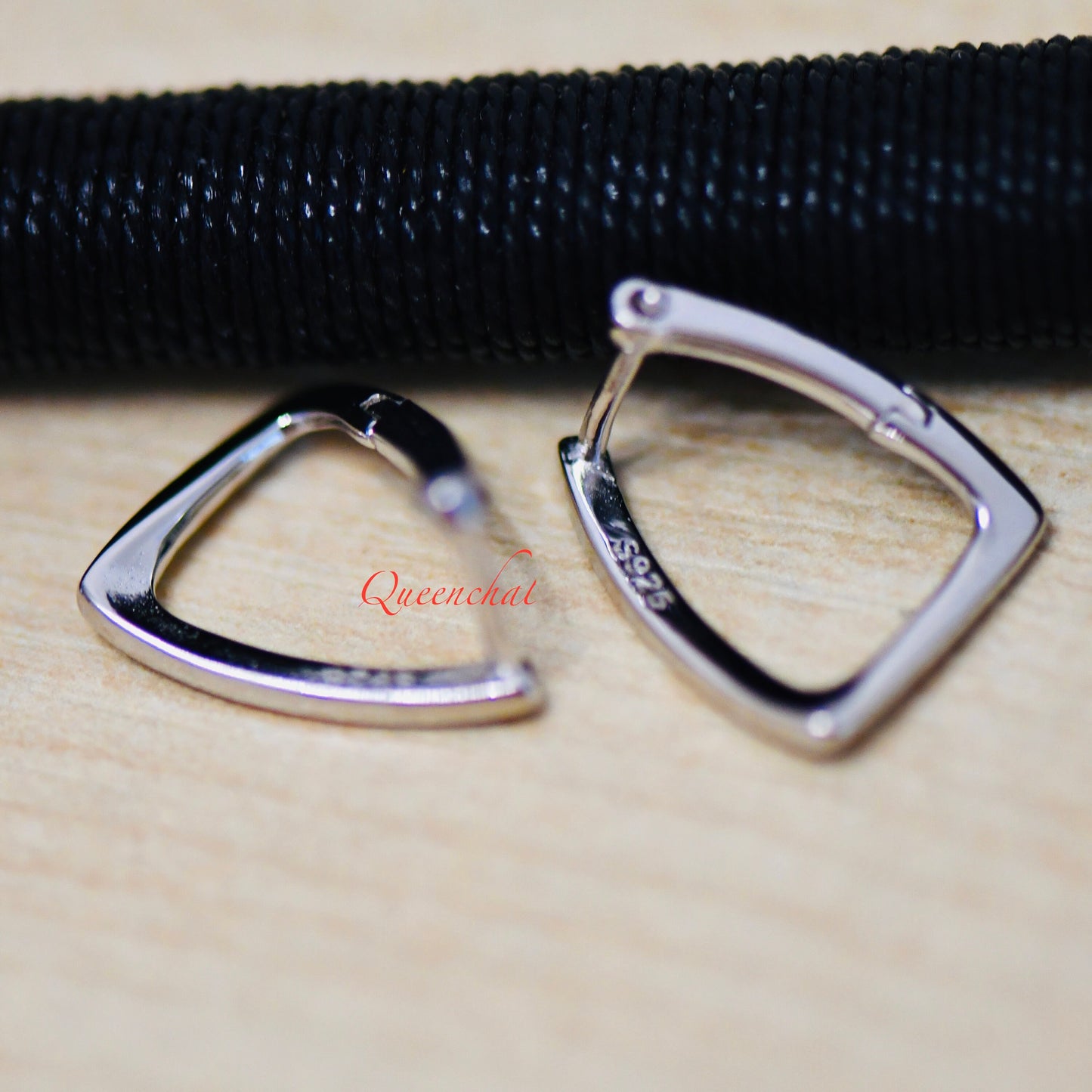 S925 Sterling Silver Triangular Look Hoop Earrings Silver Hoops