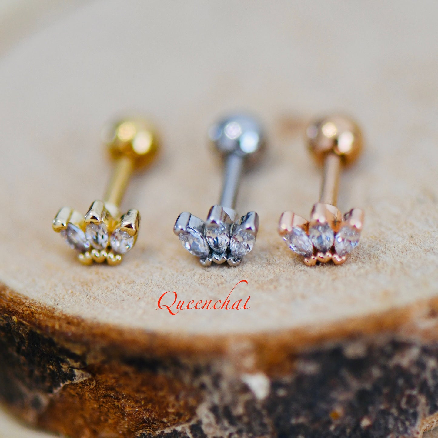 16G 316L Surgical Steel Clear CZ Crown Stud Earring, Cartilage Stud Body Piercing Jewellery Lobe Earring